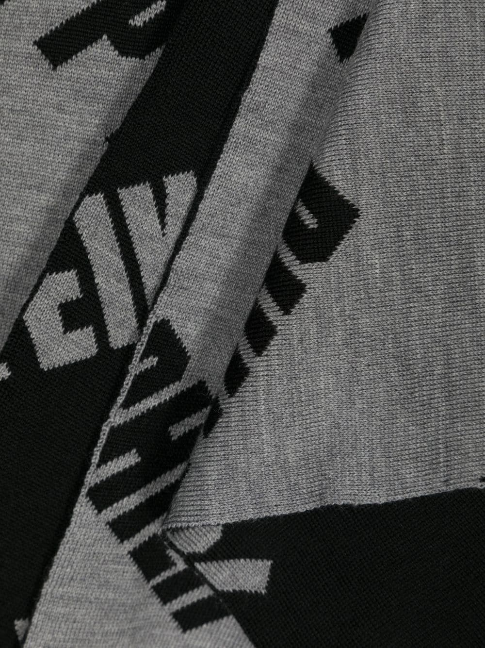 logo-jacquard wool scarf - 3