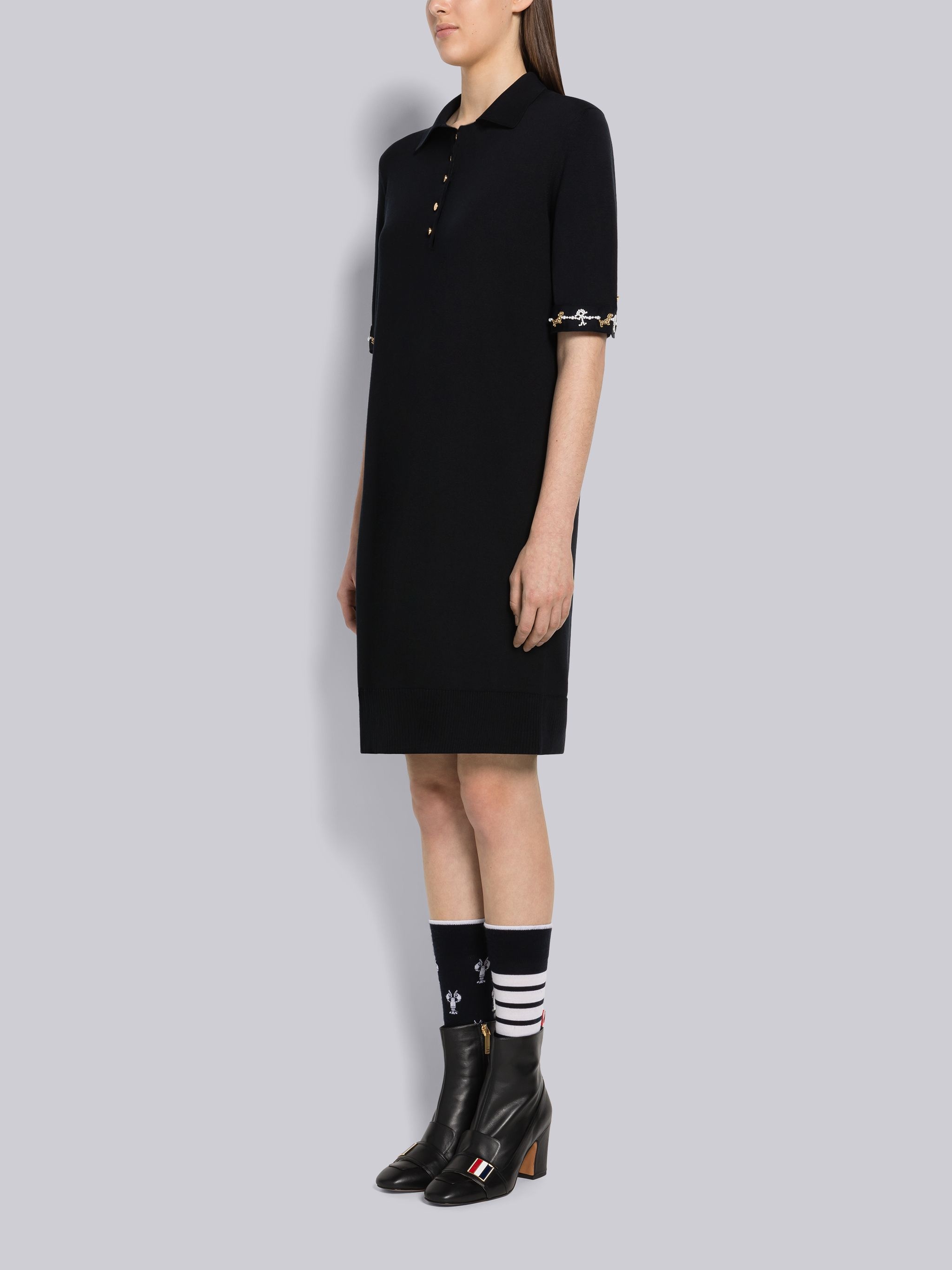 Silk Cotton Trompe L'oeil Armband Polo Dress - 2