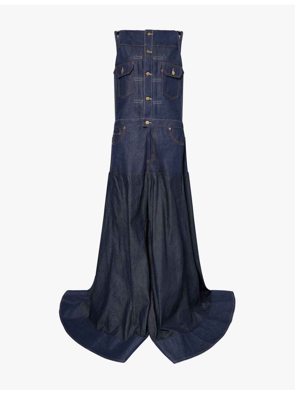 Sacai X Levi's Flared Sleeveless Denim Jumpsuit - 1
