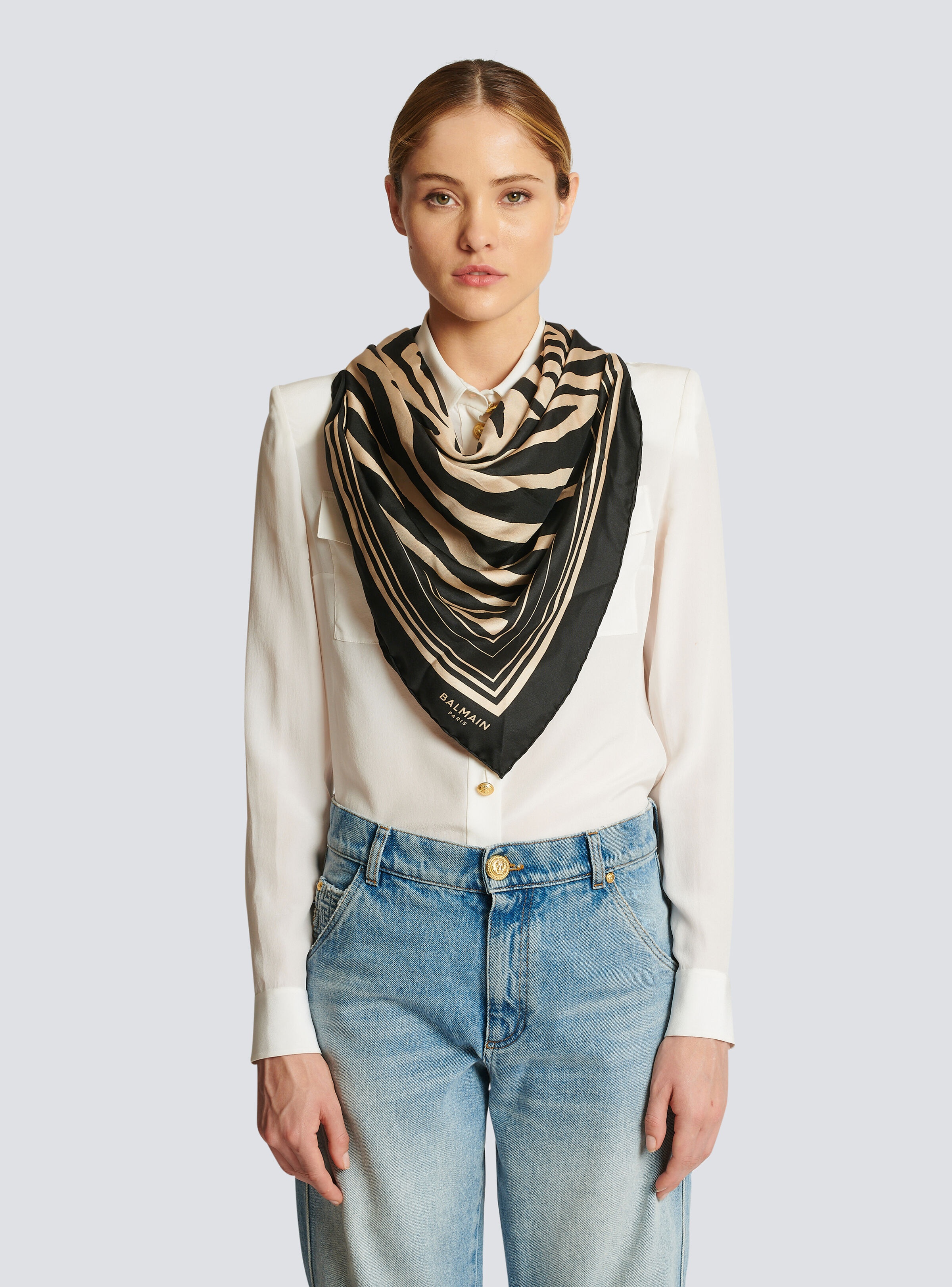Zebra print silk scarf - 2