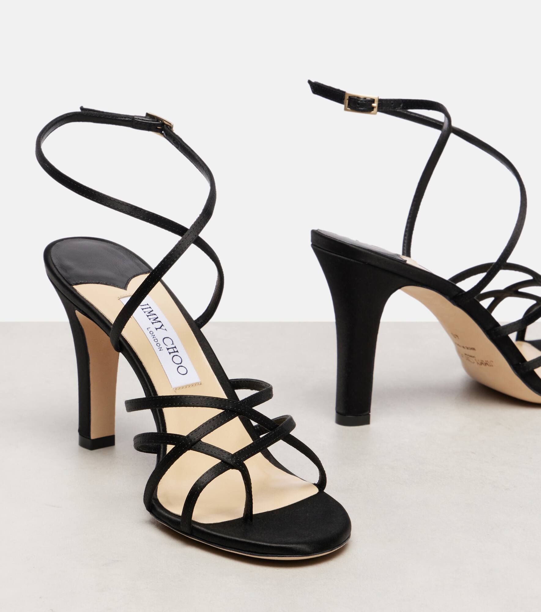 Strappy 100 satin sandals - 5