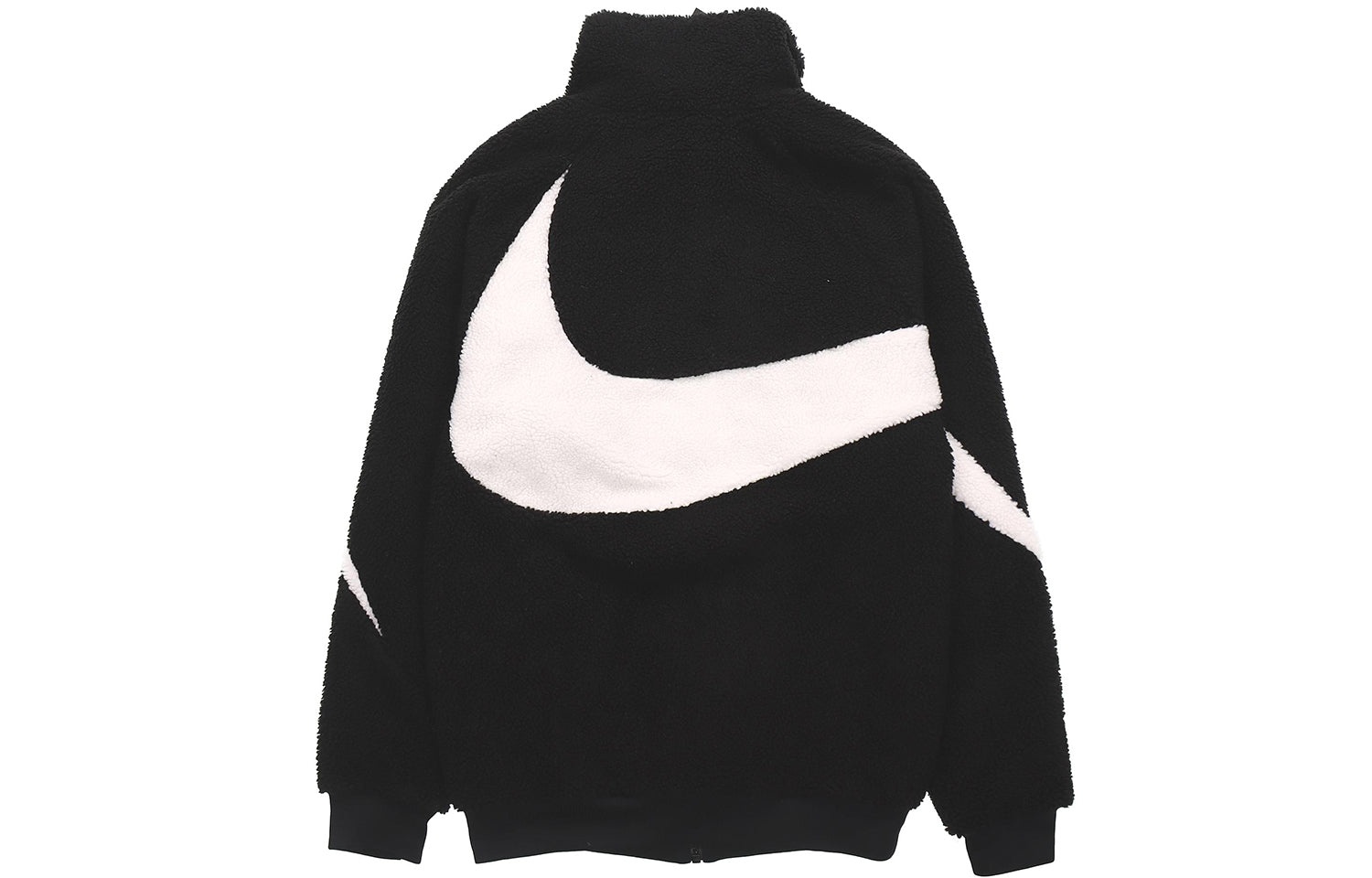 Nike Big Swoosh Large Logo lamb's wool Stay Warm Stand Collar Jacket Black White DH2474-011 - 2