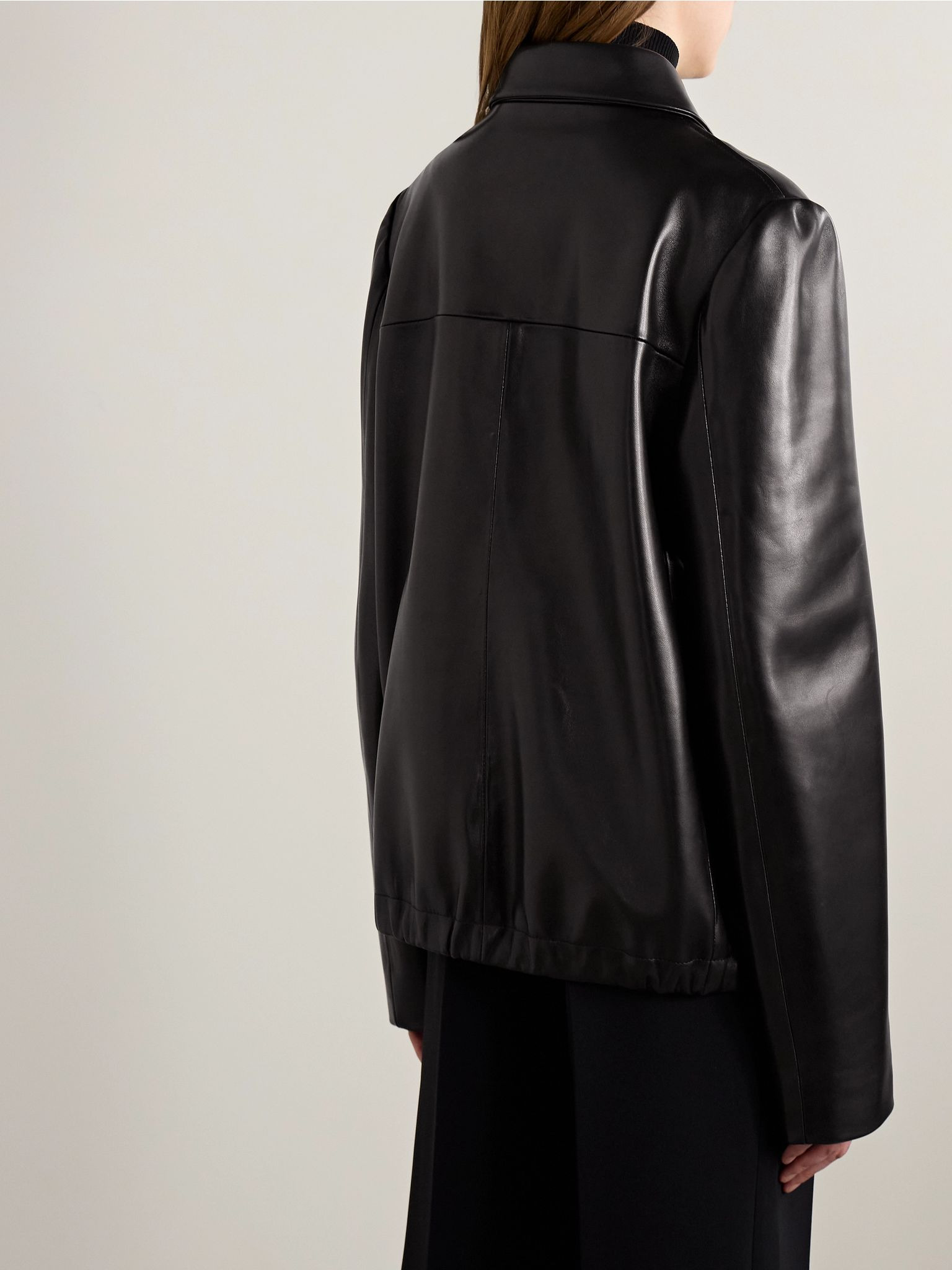 Jackson oversized leather bomber jacket Black - 3