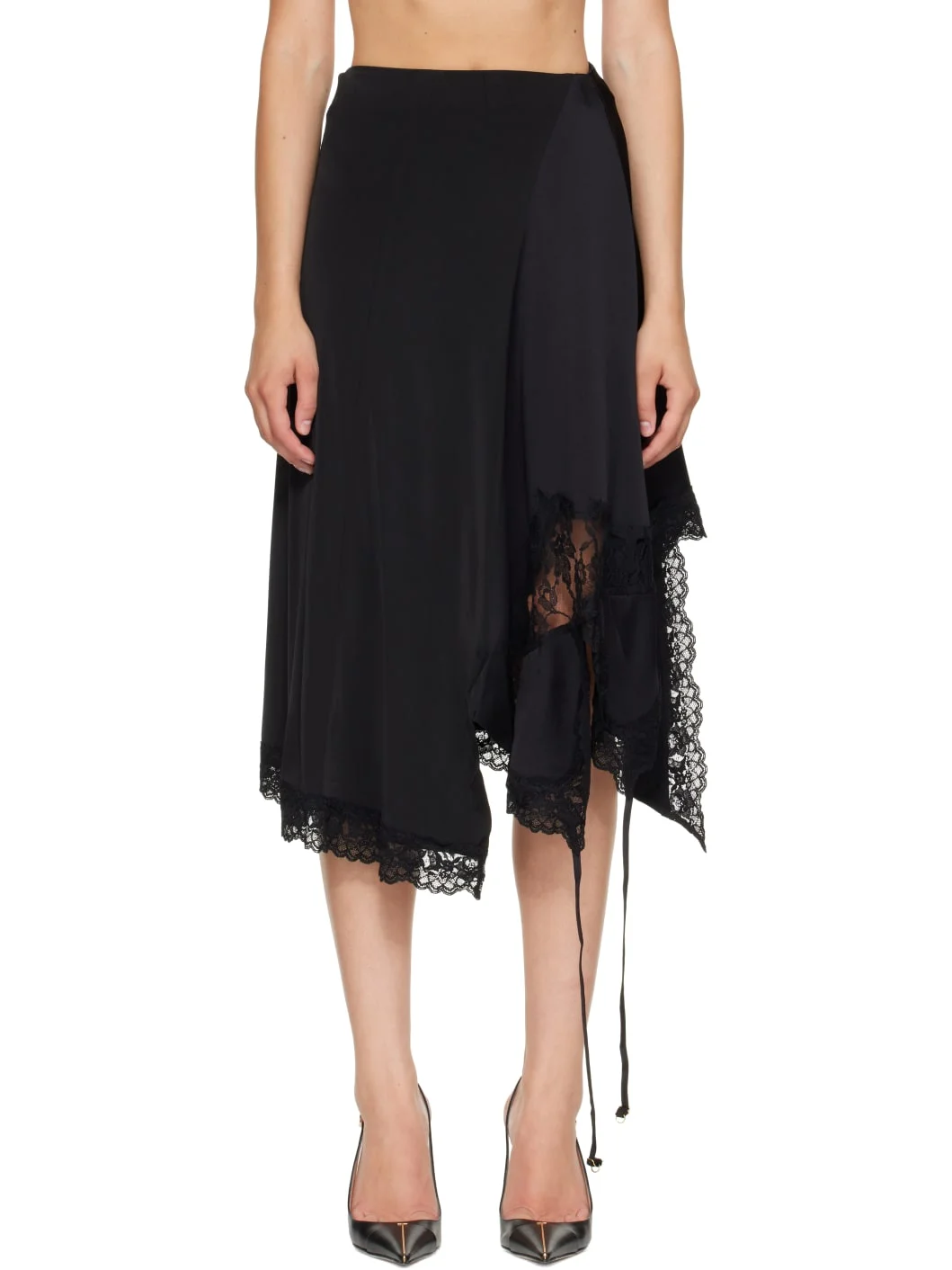 Black Reworked Slip Midi Skirt - 1