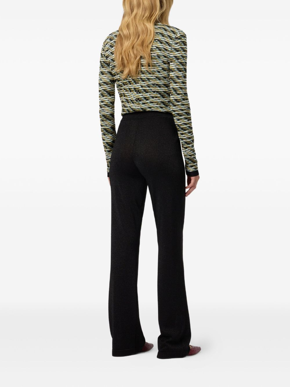 glitter-knit flared trousers - 3