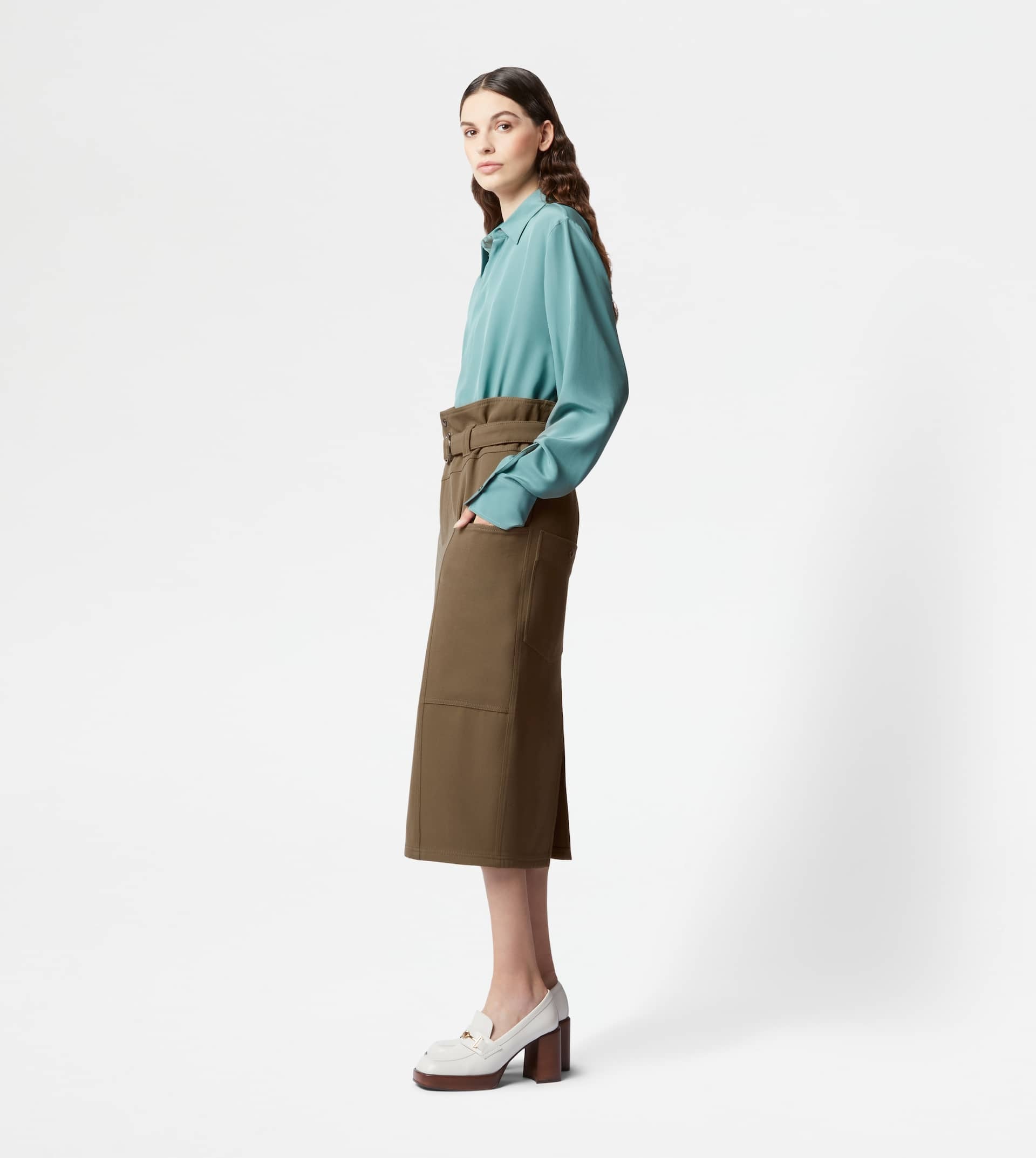 SKIRT IN WOOL - GREEN - 4