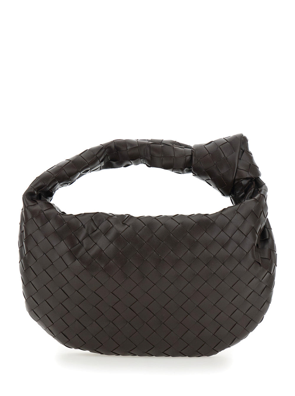 Bottega Veneta Women 'Jodie' Brown Small Shoulder Bag With Knot Detail And Intrecciato Motif In Leat - 4