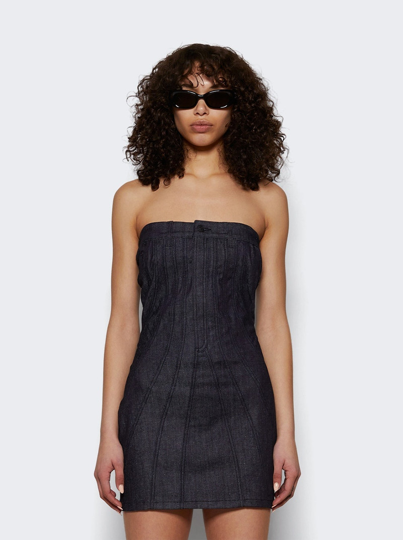 MUGLER Spiral Bustier Dress Raw Blue outlook