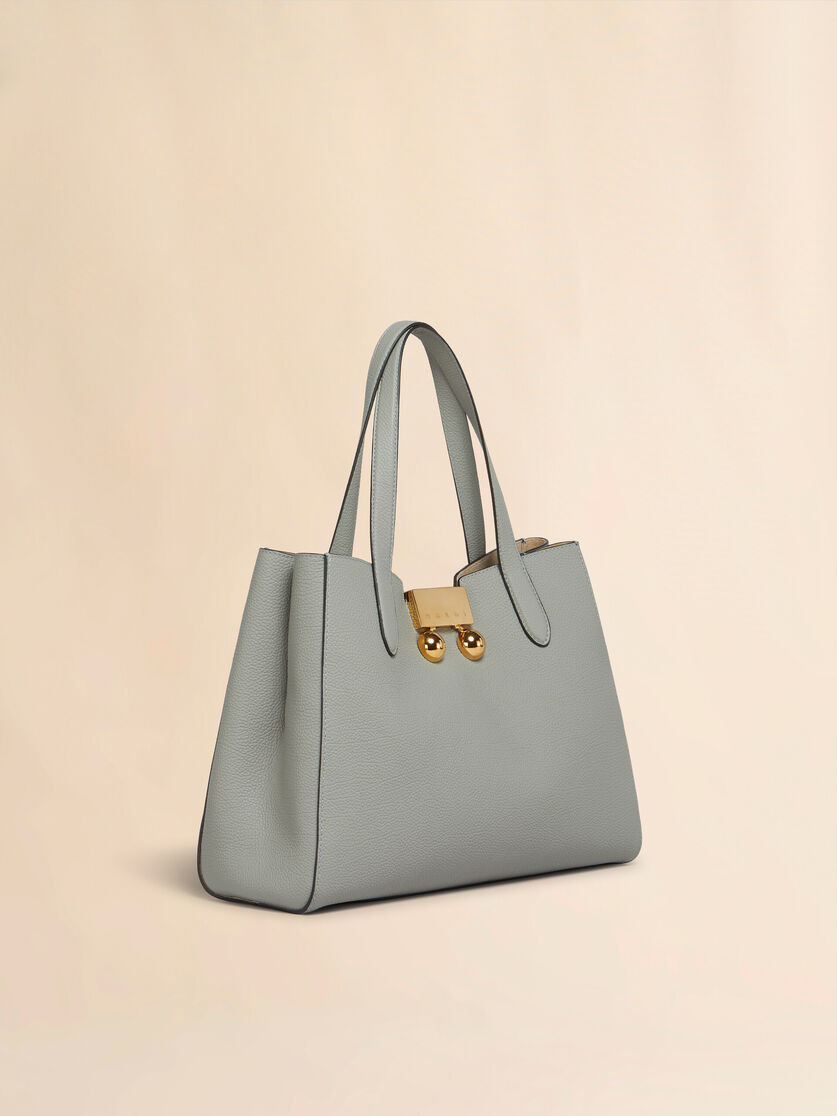 GREY LEATHER TRUNKAROO TOTE HANDBAG - 3