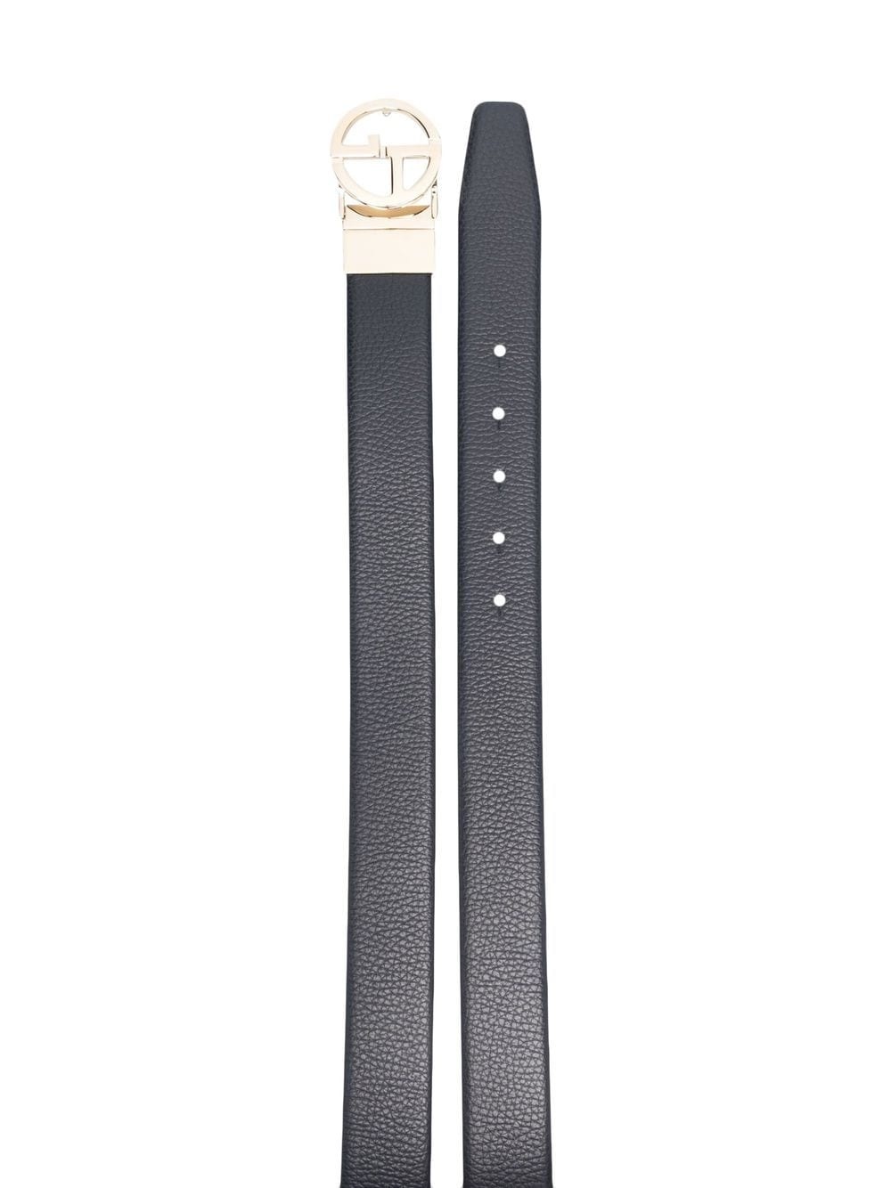 logo-buckle leather belt - 2