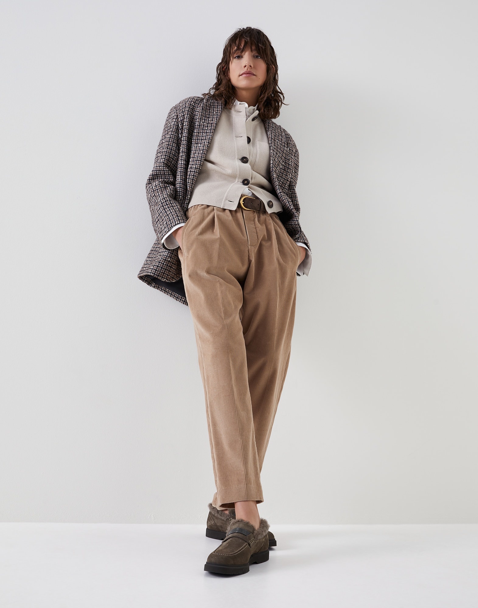 Suede penny loafers with shearling lining and precious insert - 4