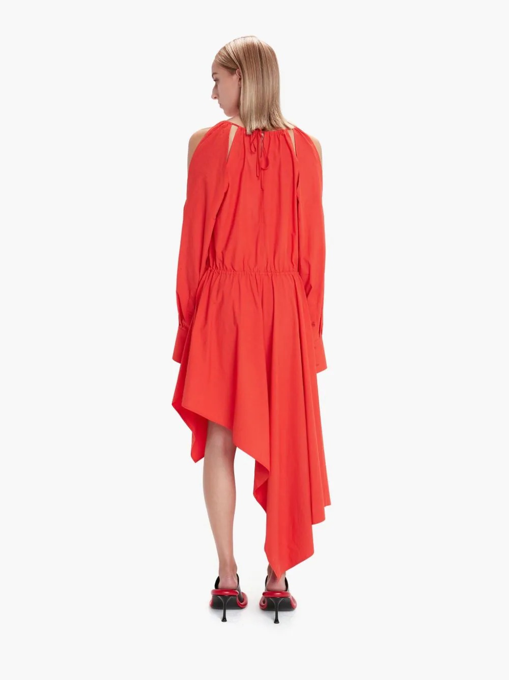 SLIT DETAIL ASYMMETRIC V NECK DRESS - 4