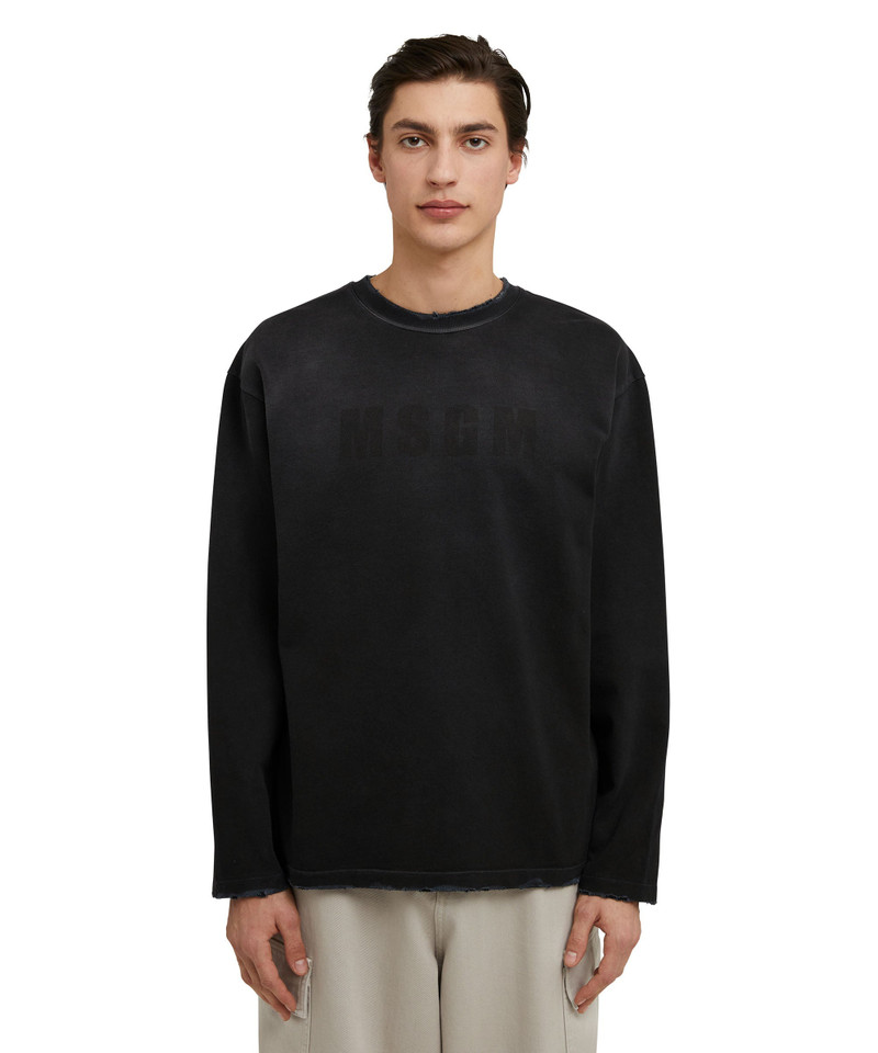 MSGM Cotton crewneck t-shirt with MSGM large logo print outlook