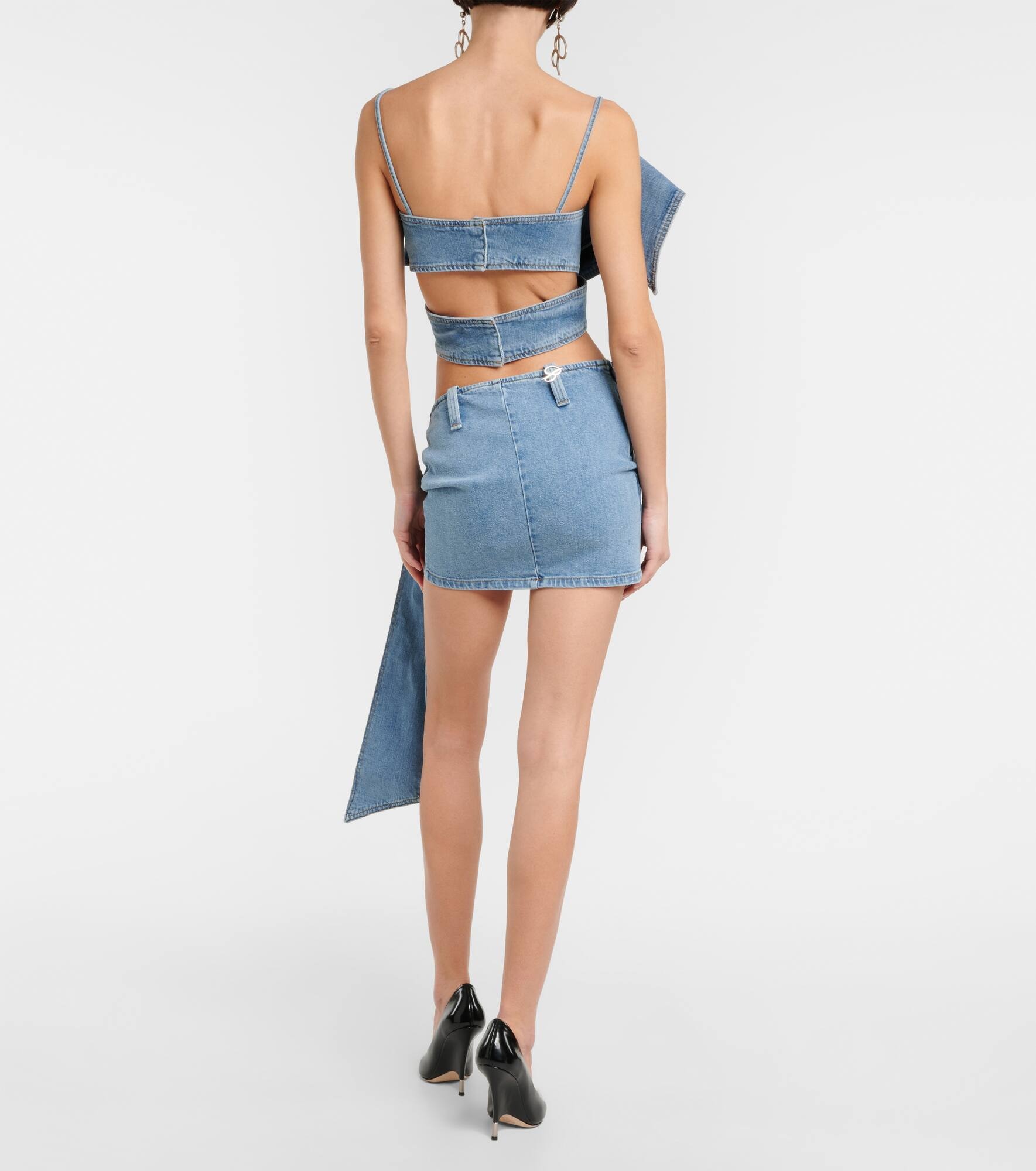 Bow-detail denim miniskirt - 3
