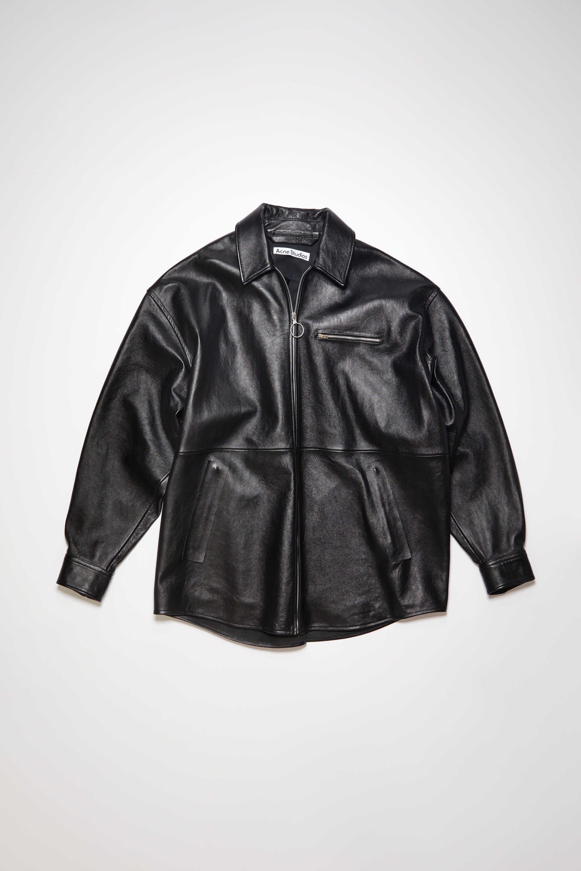 Leather overshirt - Black - 1