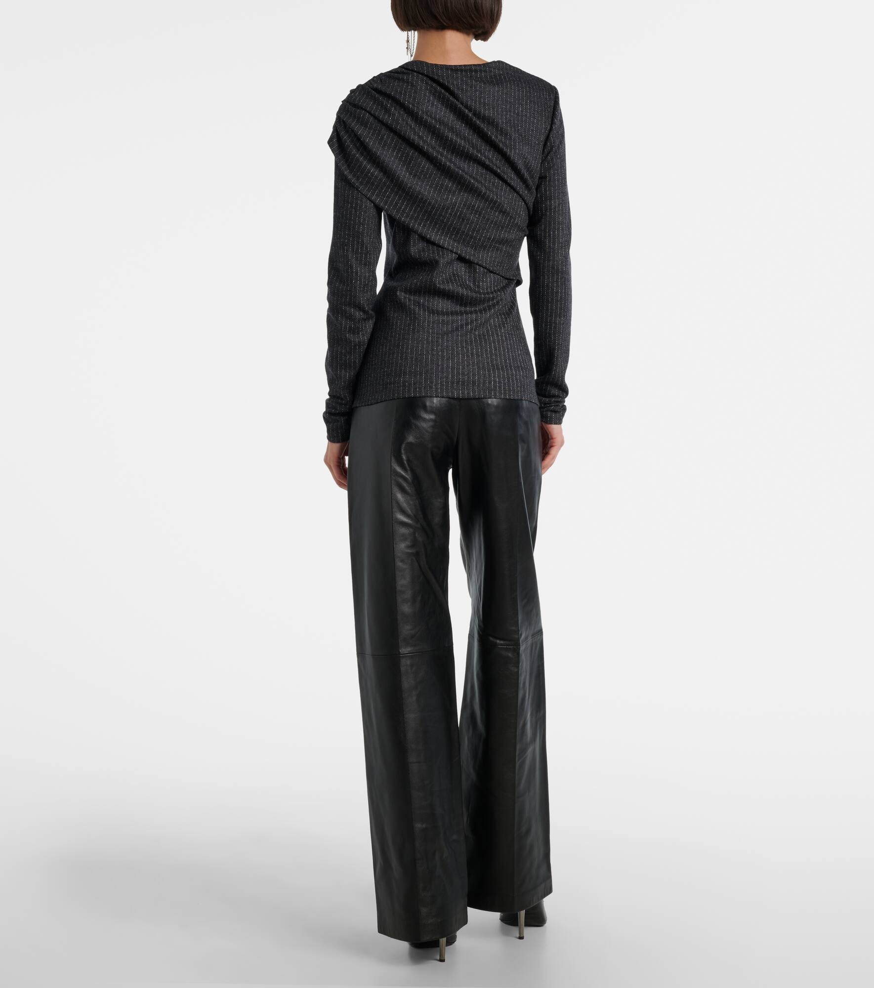 Asna chalk stripe wool and cotton top - 3