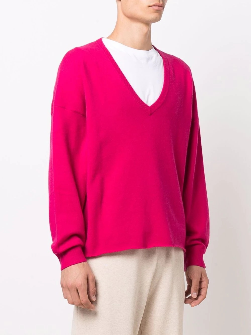 slouchy V-neck cashmere jumper - 4