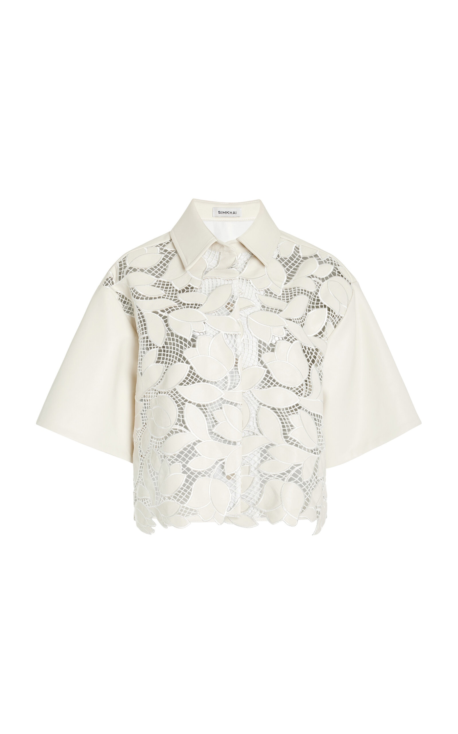 Robinson Embroidered Vegan Leather Shirt off-white - 1