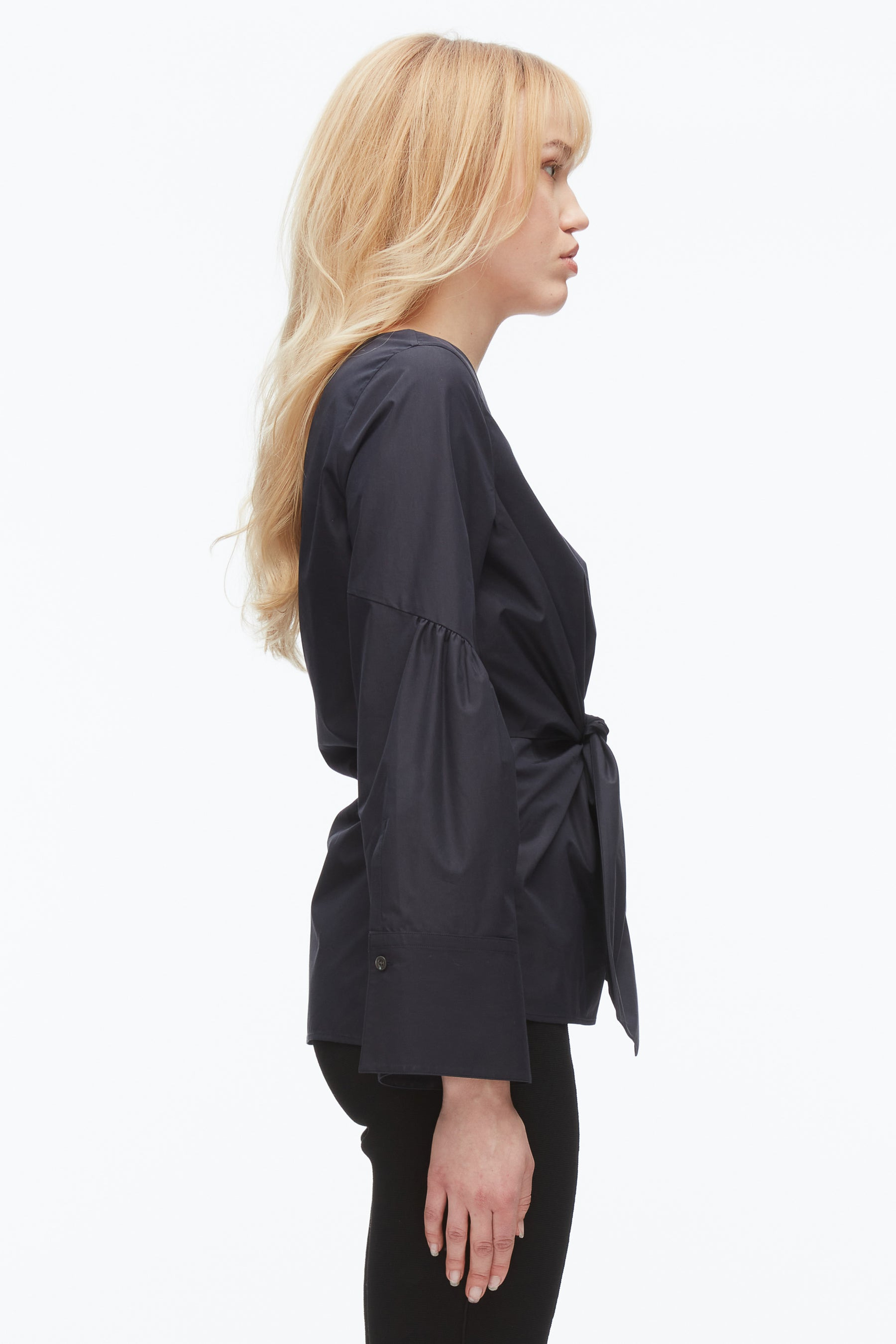 Tie Front Poplin Shirt - 4