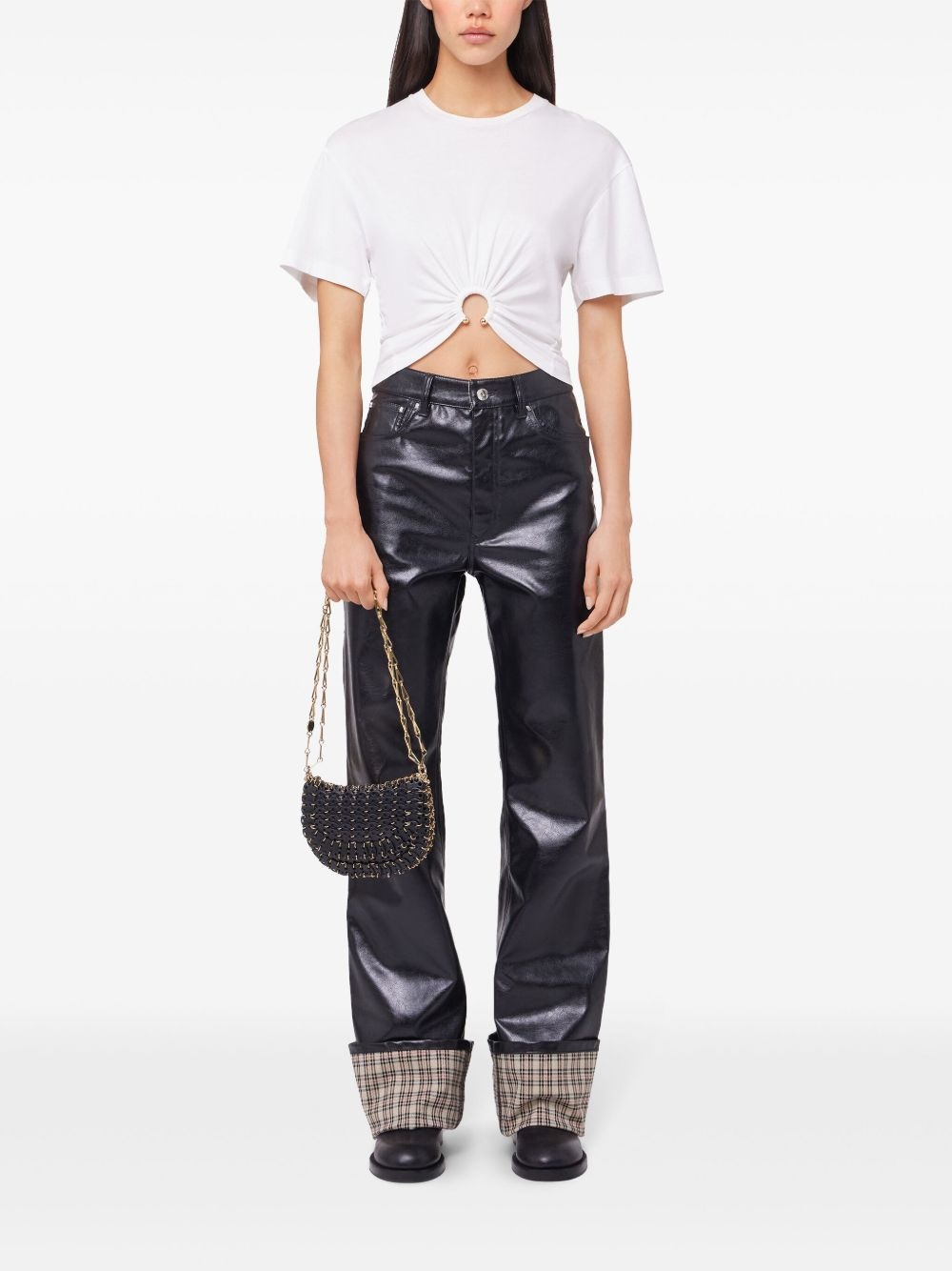 faux-leather flared trousers - 2