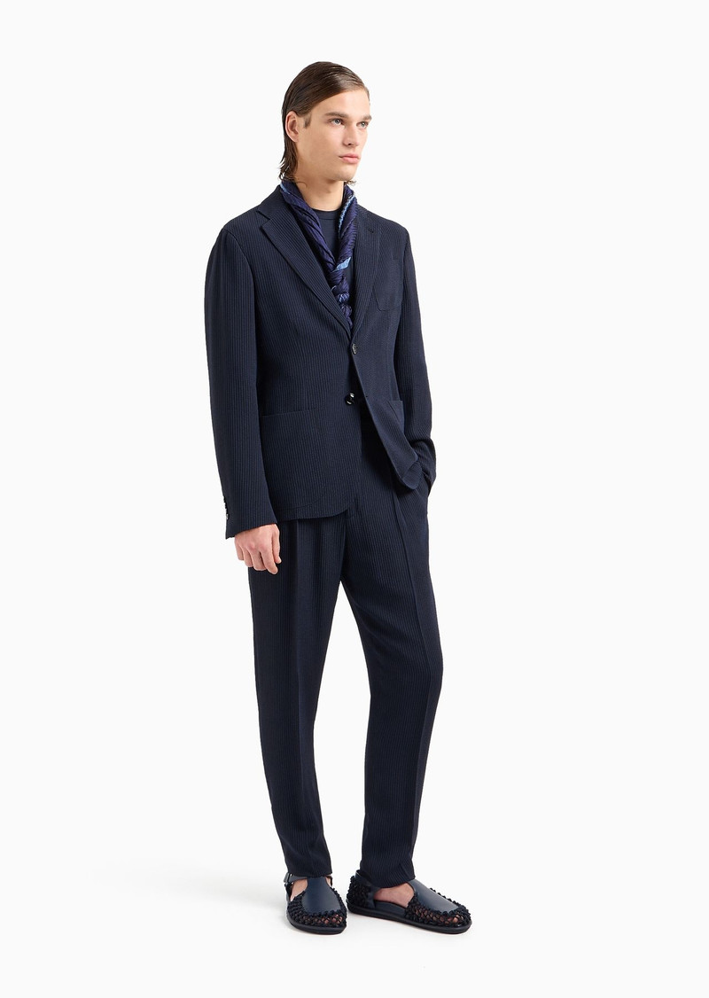 GIORGIO ARMANI Upton Line single-breasted jacket in a viscose-blend seersucker outlook