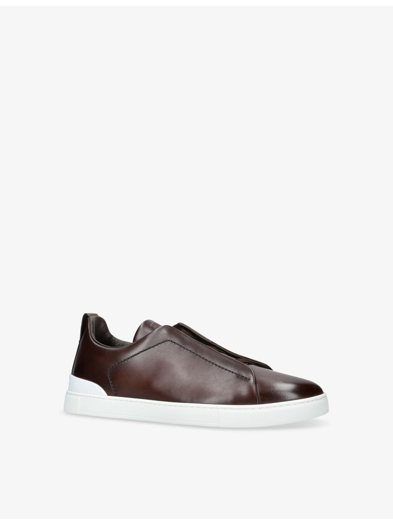 Triple Stitch Panelled Leather Low-Top Trainers 3
