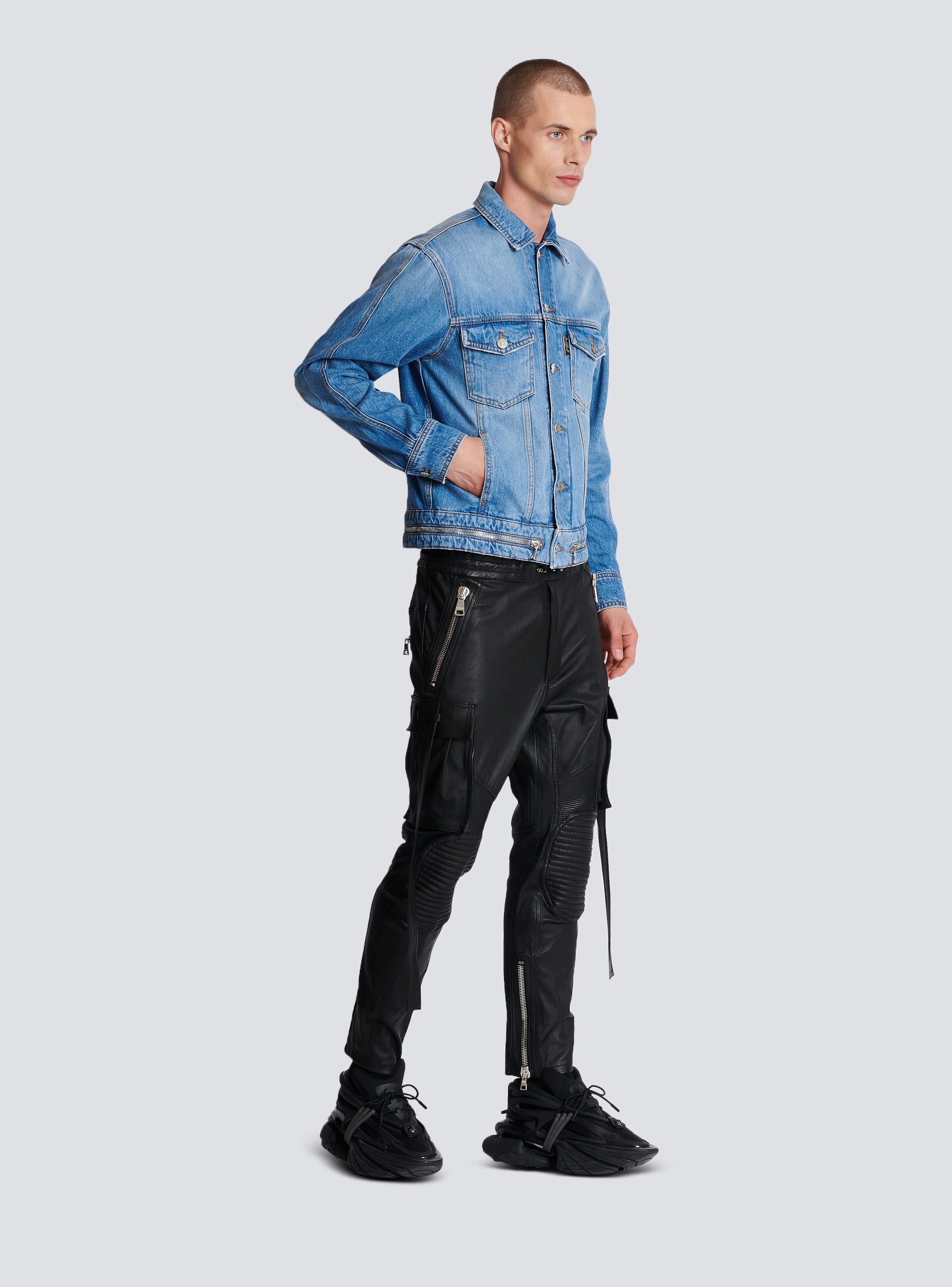 Denim jacket with zip fastening - 3