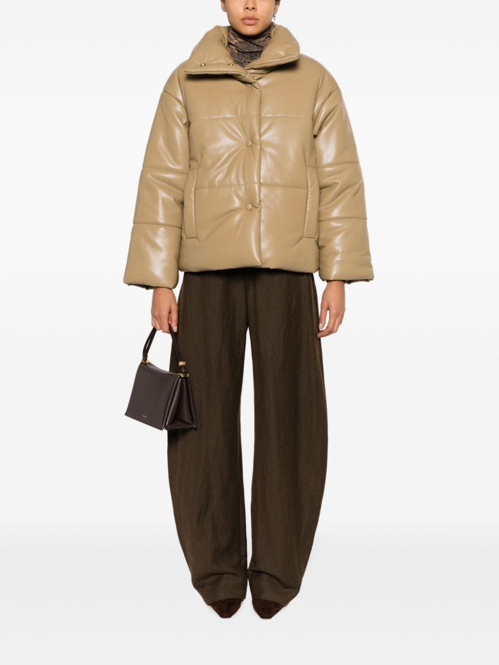 faux-leather puffer jacket - 2