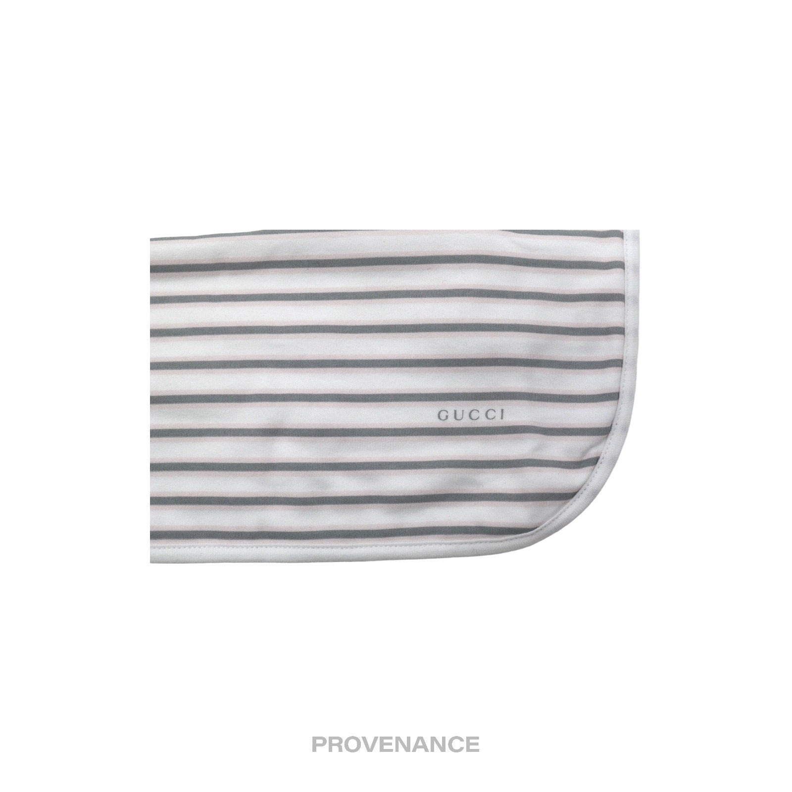 Gucci Logo Baby Infant Bib - White Grey Striped Cotton - 3