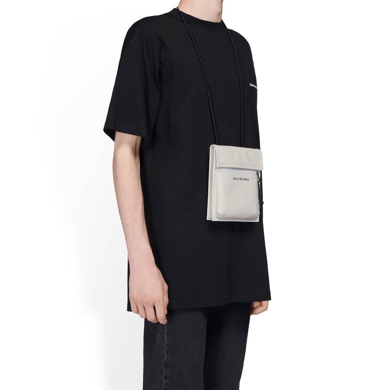 BALENCIAGA Men's Explorer Small Pouch With Strap in White outlook