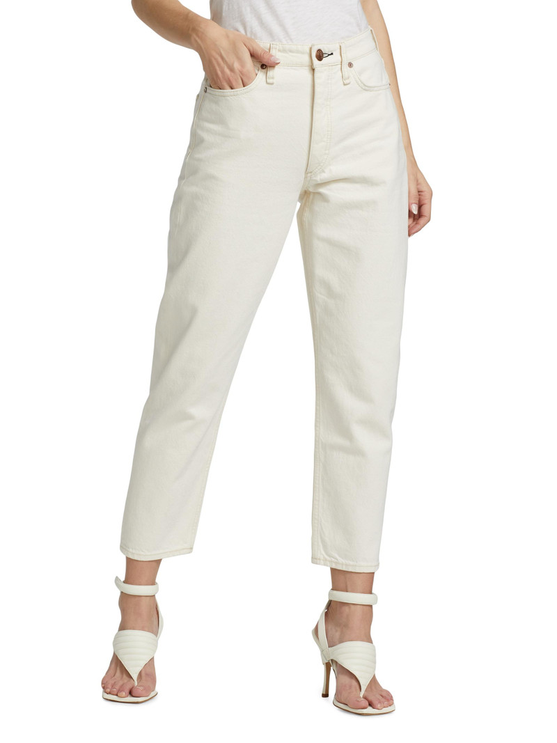 Women's Alissa High-Waisted Cropped Barrel-Leg Jeans - Ecru 3