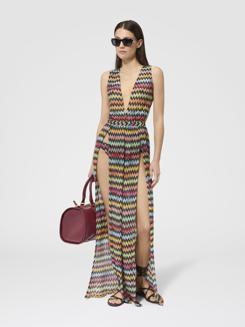 Missoni Jumpsuit in lamé viscose with micro zigzag pattern and V-neckline outlook