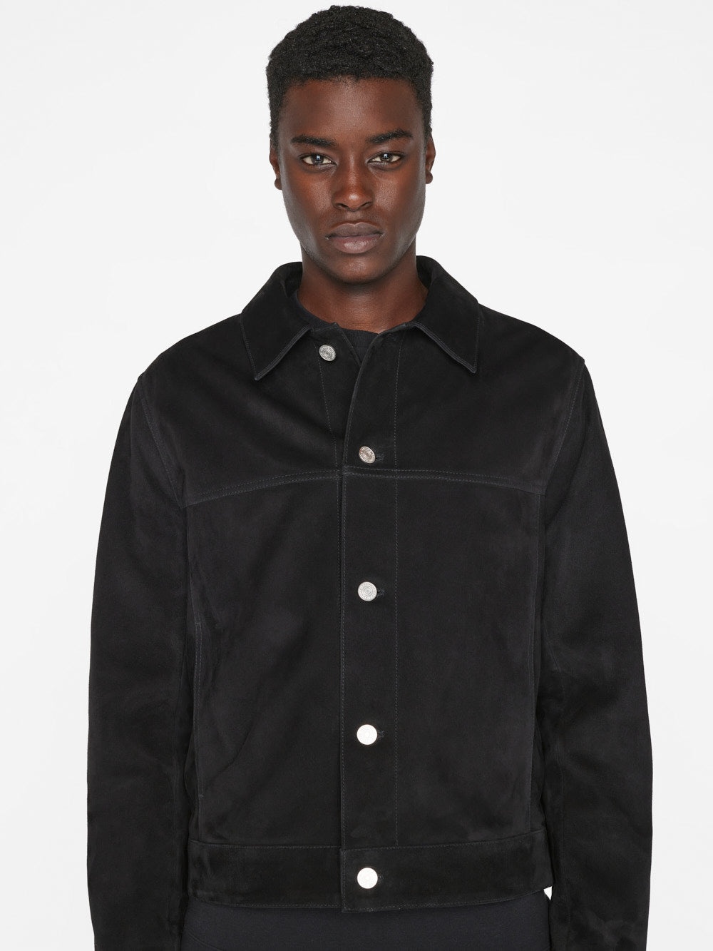 Suede Trucker Jacket in Noir - 9