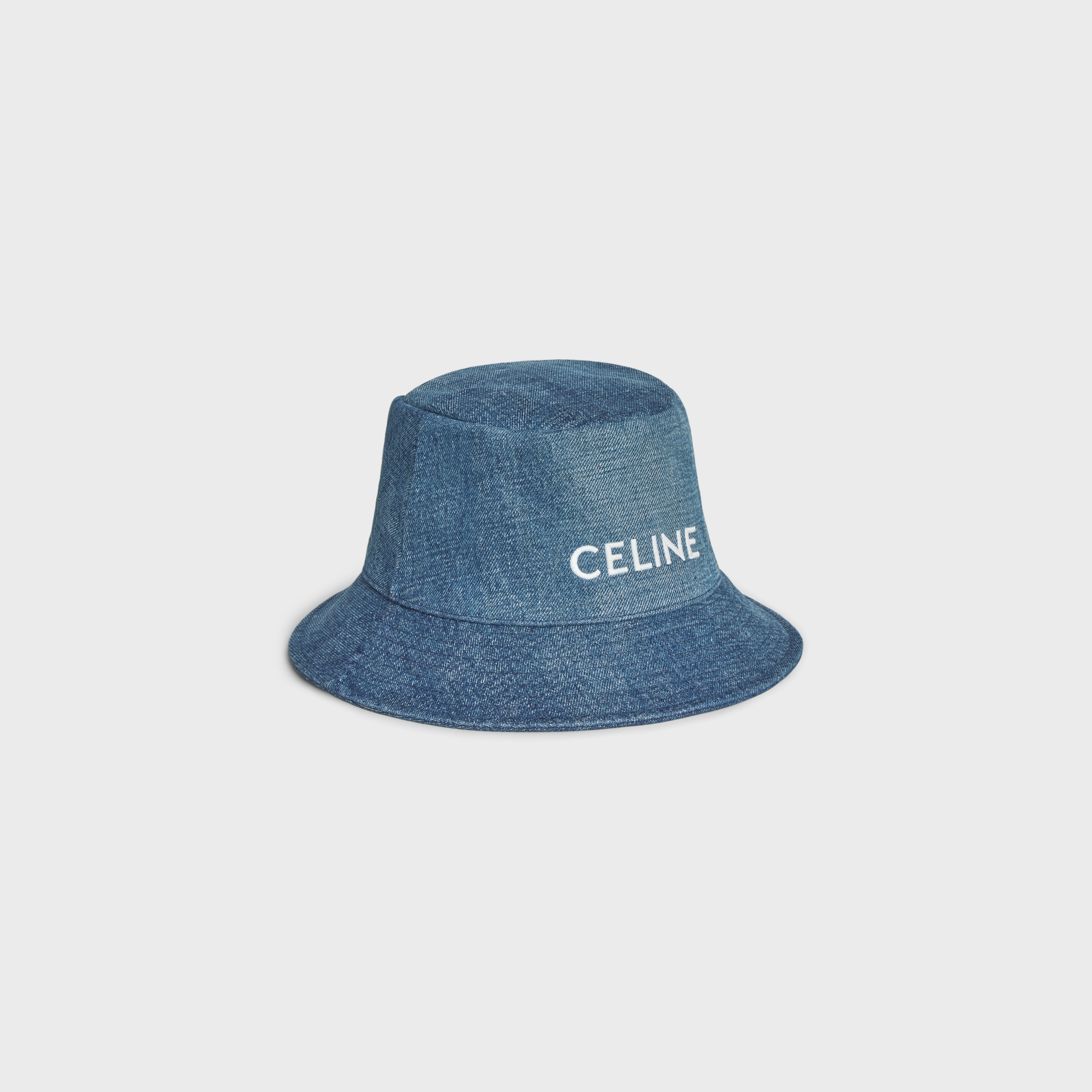 CELINE CELINE BUCKET HAT IN DARK UNION WASH DENIM | REVERSIBLE