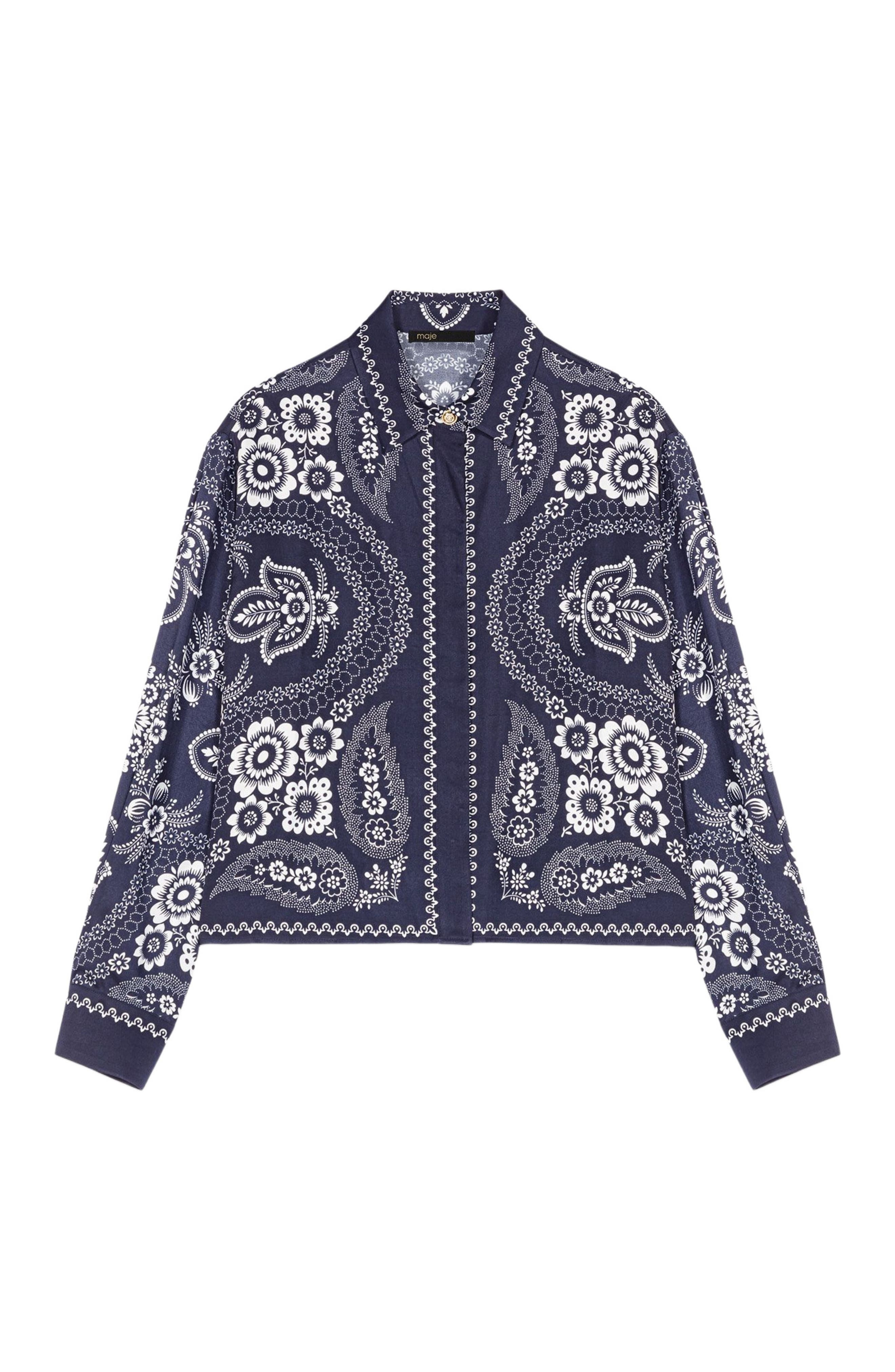 maje Bandana printed blouse in Navy Bandana Print at Nordstrom - 7