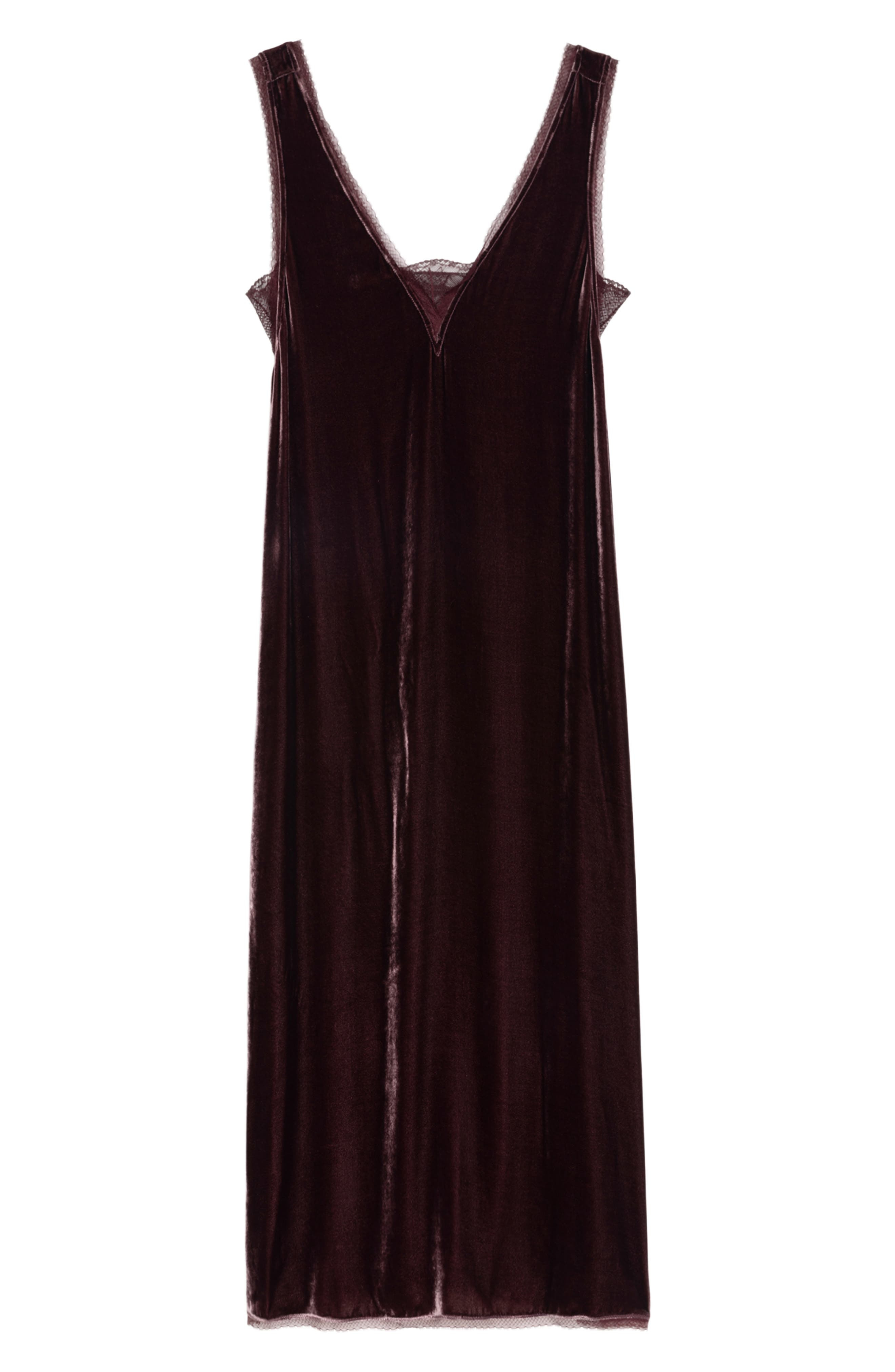 Zadig & Voltaire Renozo Lace & Velvet Sleeveless Dress in Burgundy at Nordstrom - 5