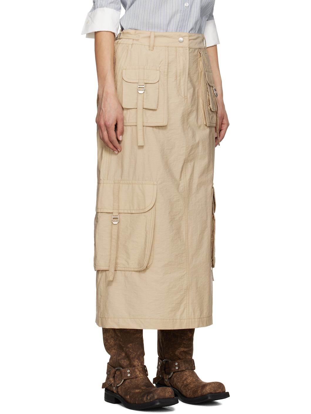 Beige Cargo Maxi Skirt - 2