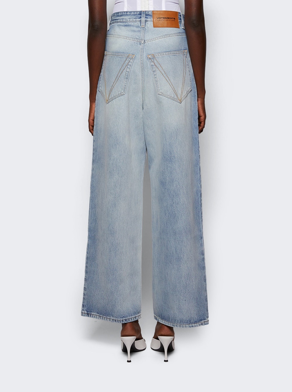 Embroidered Logo Baggy Jeans Light Blue - 5