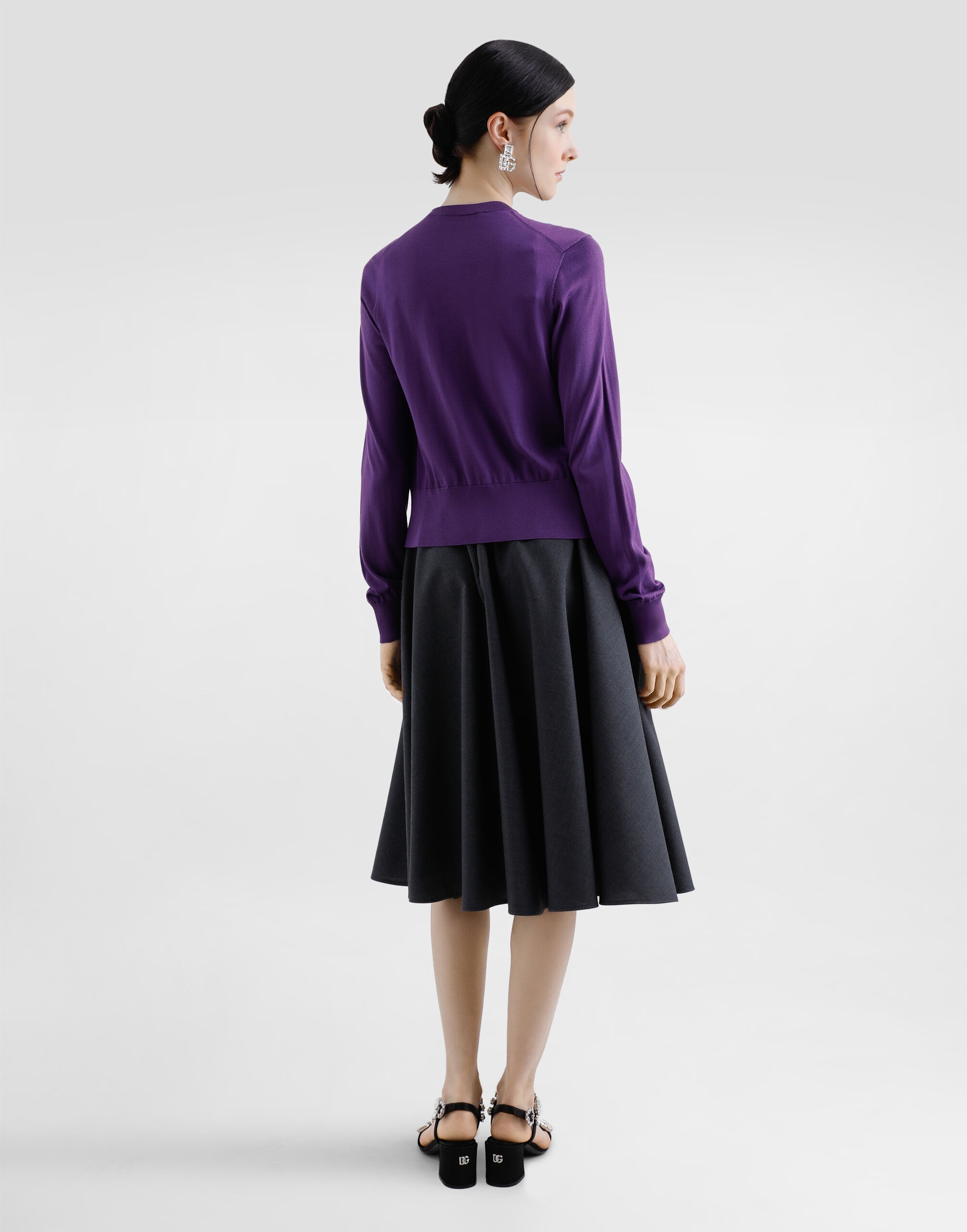 Silk round-neck cardigan - 3