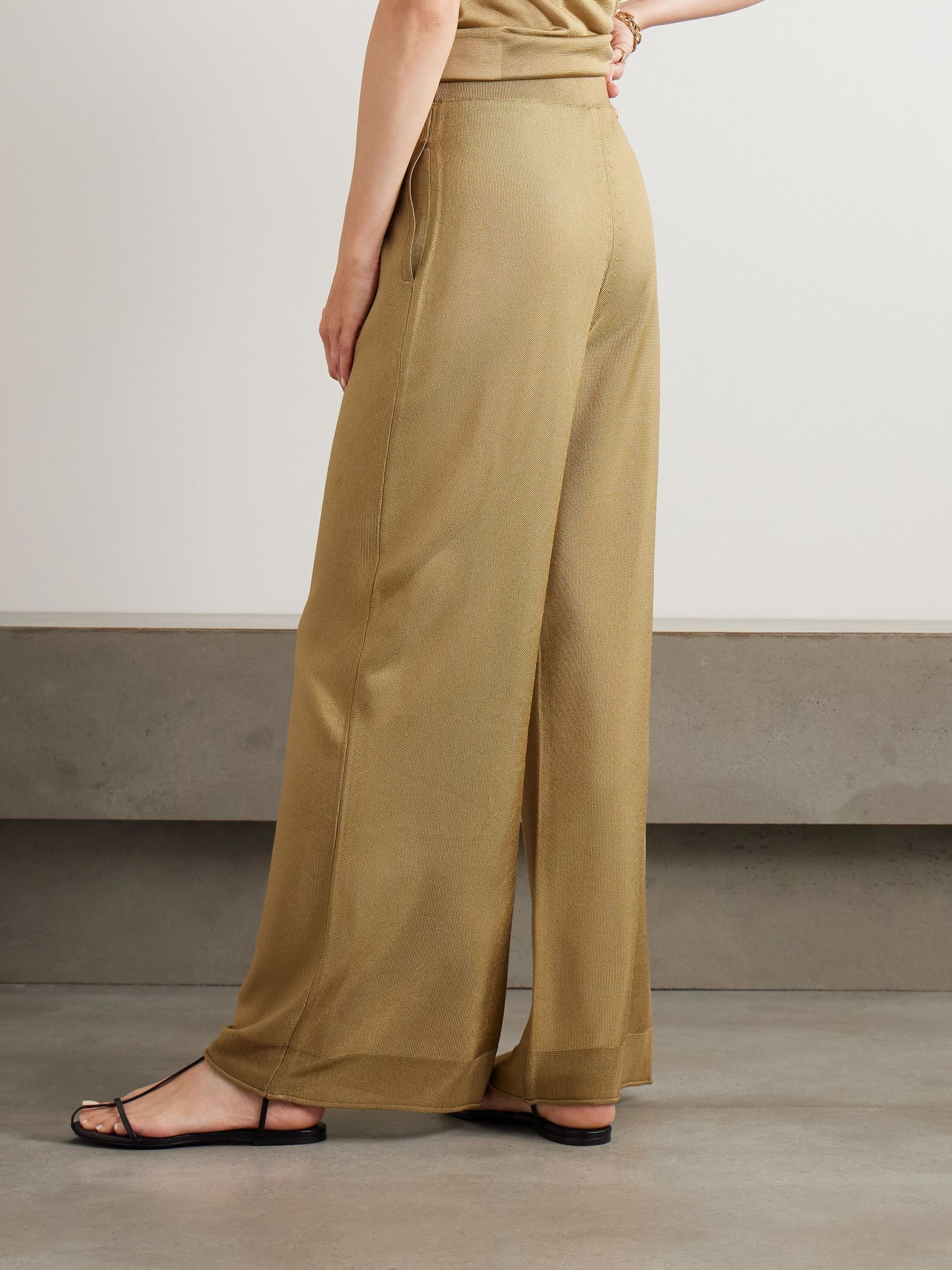 Gordon stretch-knit wide-leg pants Gold - 3