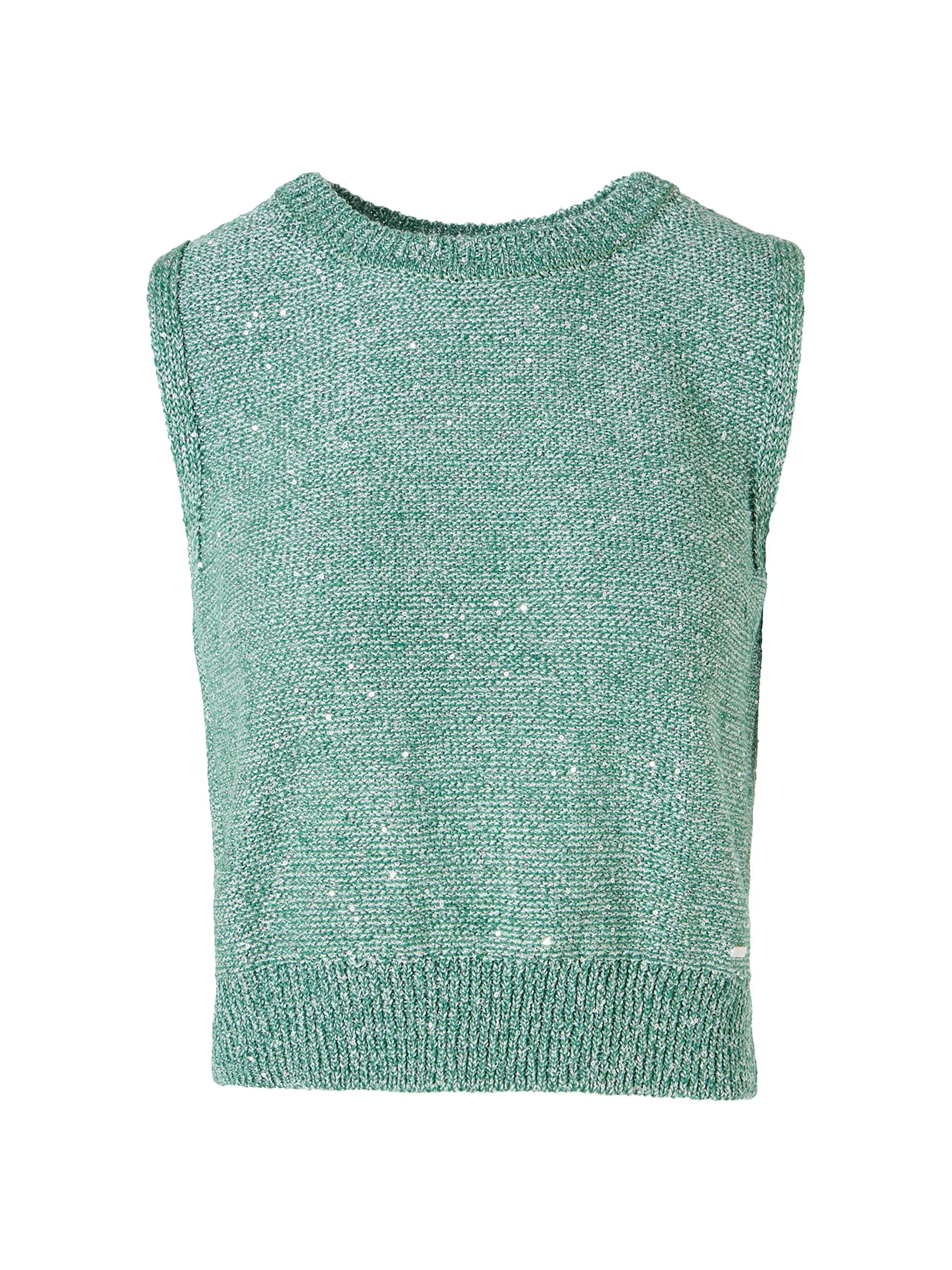 Women's Micro Sequin Linen-Blend Shell - Tourmaline - 1