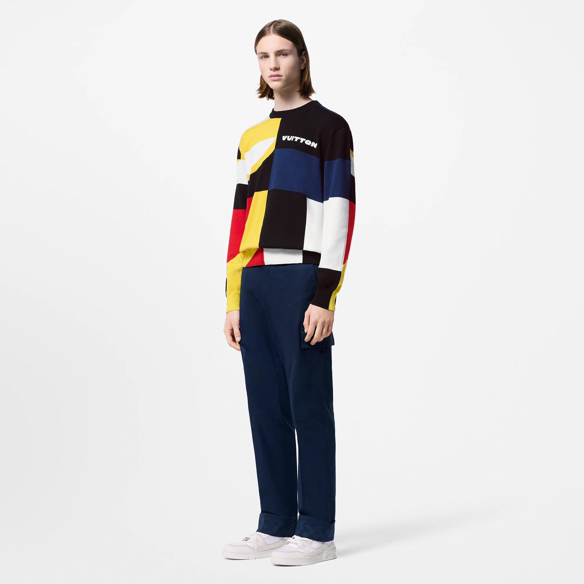 Jacquard Cotton Knit Crewneck - 4