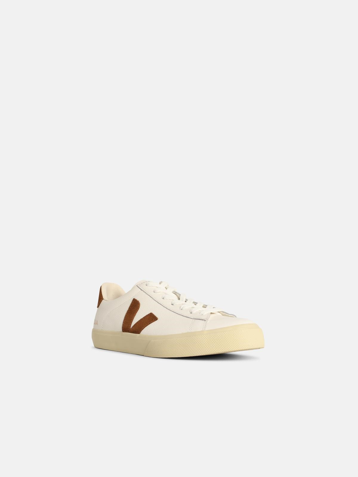 'CAMPO' WHITE LEATHER AND COGNAC SNEAKERS - 2