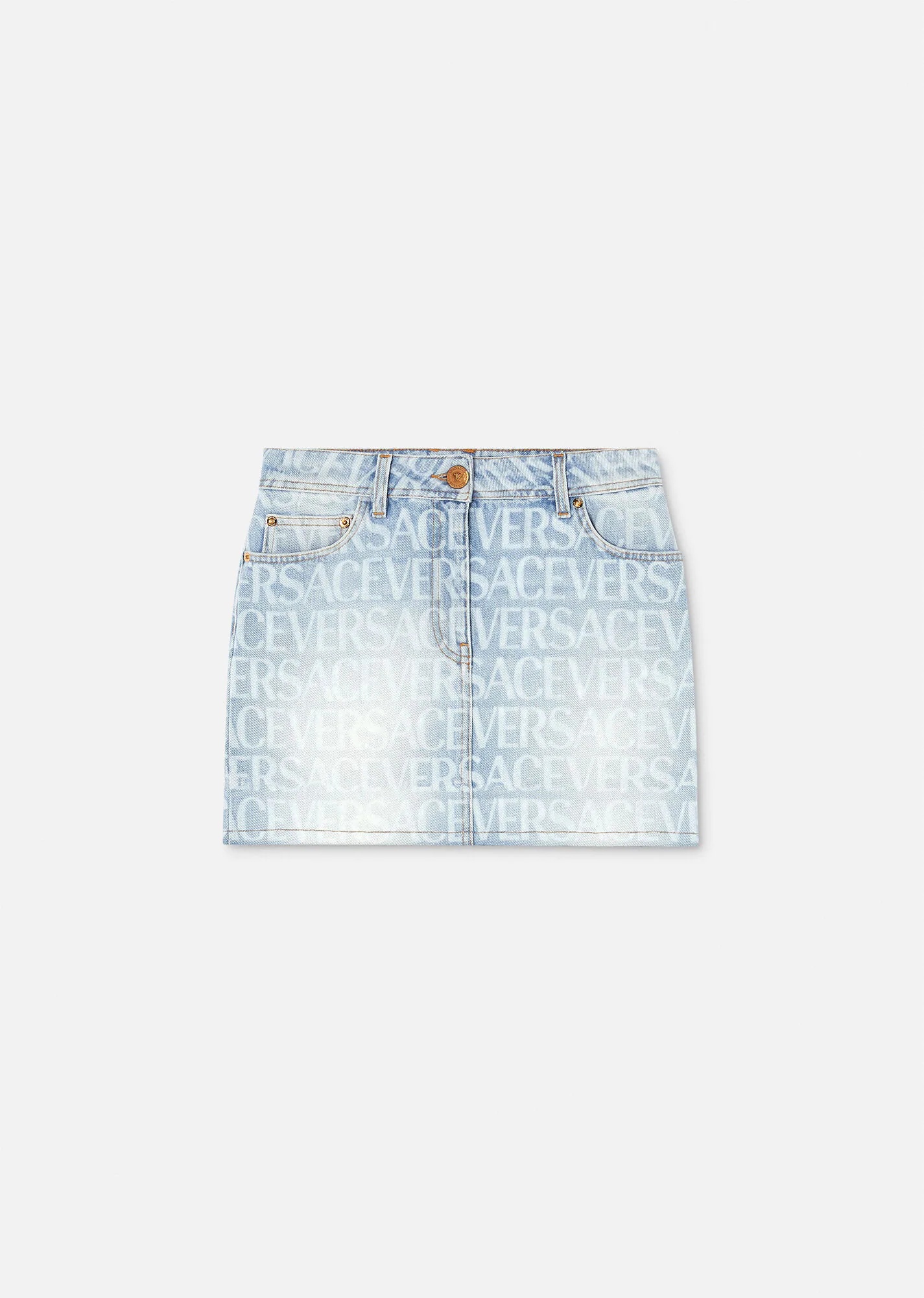 Versace Allover Denim Mini Skirt - 1