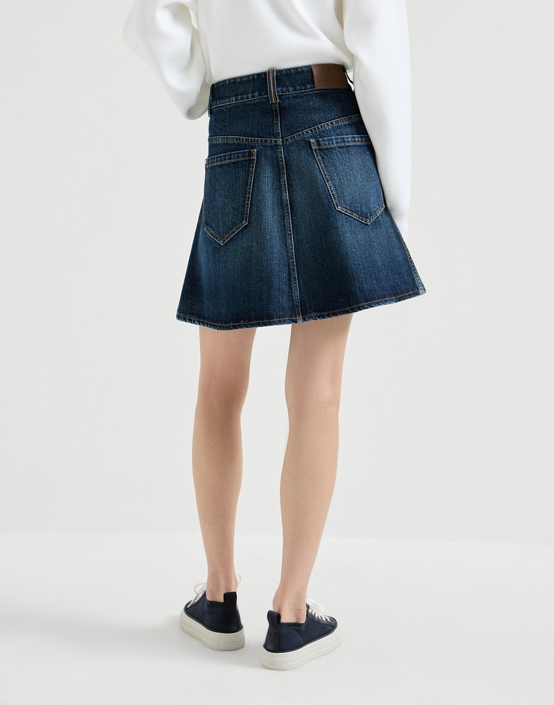 Authentic denim mini skirt with monili 3