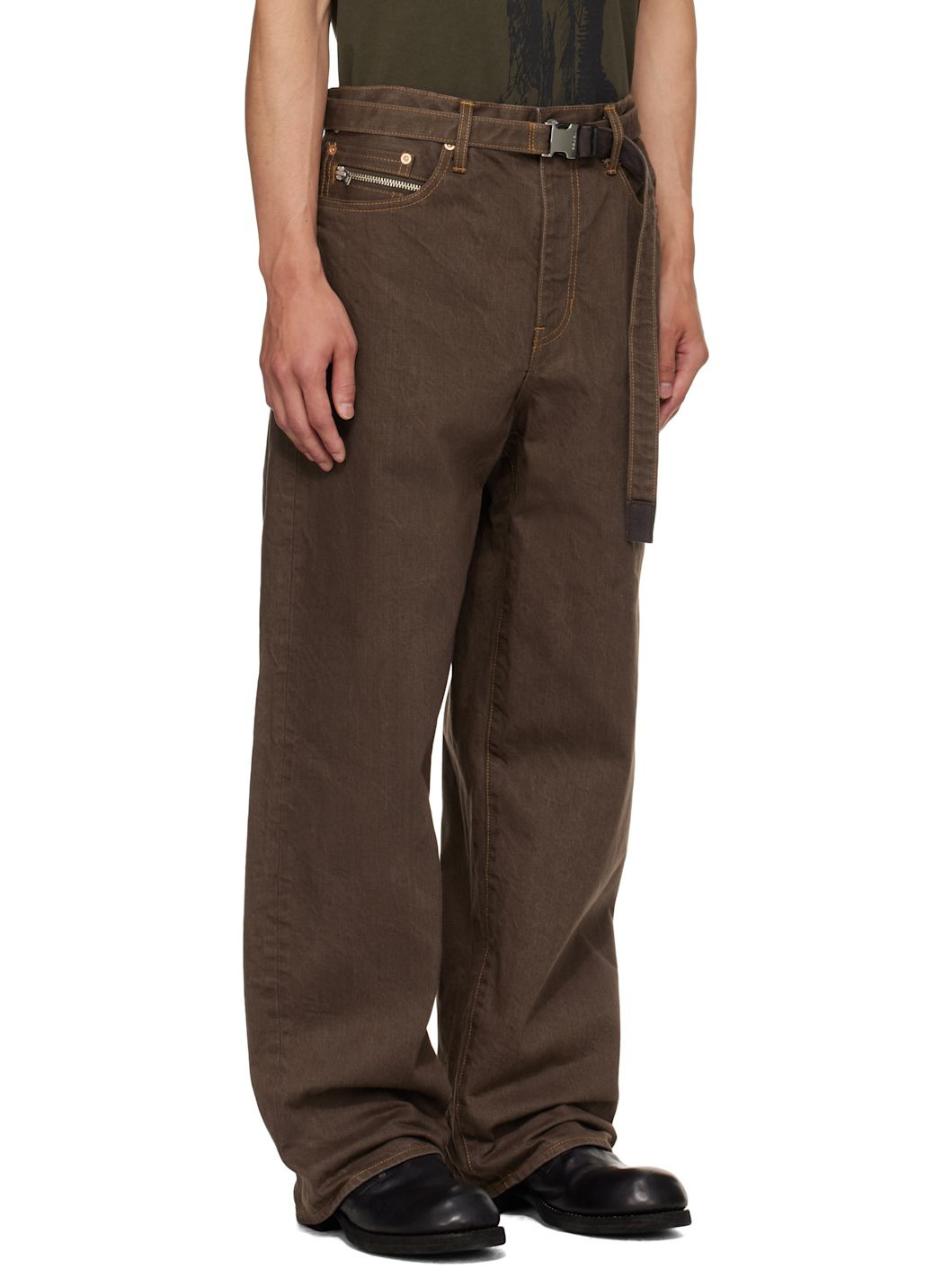 Brown Belted Jeans - 2