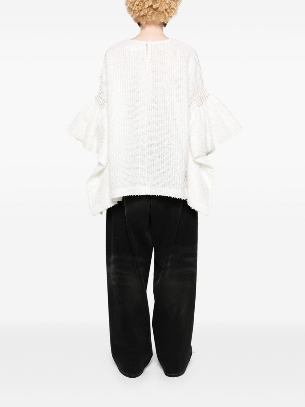 flared-cuffs bouclÃ© blouse - 4