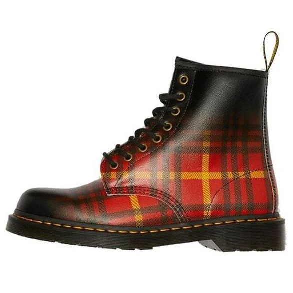 Dr. Martens 1460 Tartan Leather Boots Black/Orange/Red 25754102 - 1