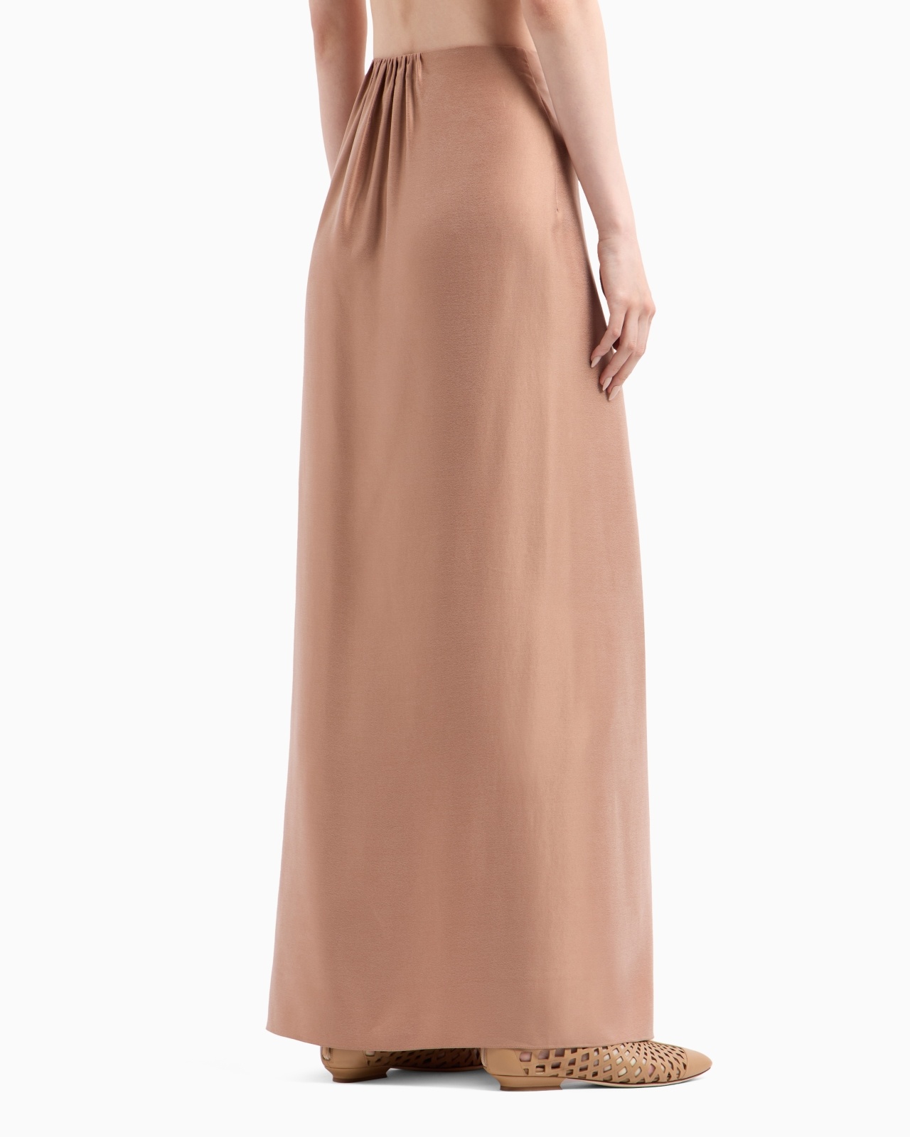 WASHED VISCOSE AND SILK LONG SKIRT - 3