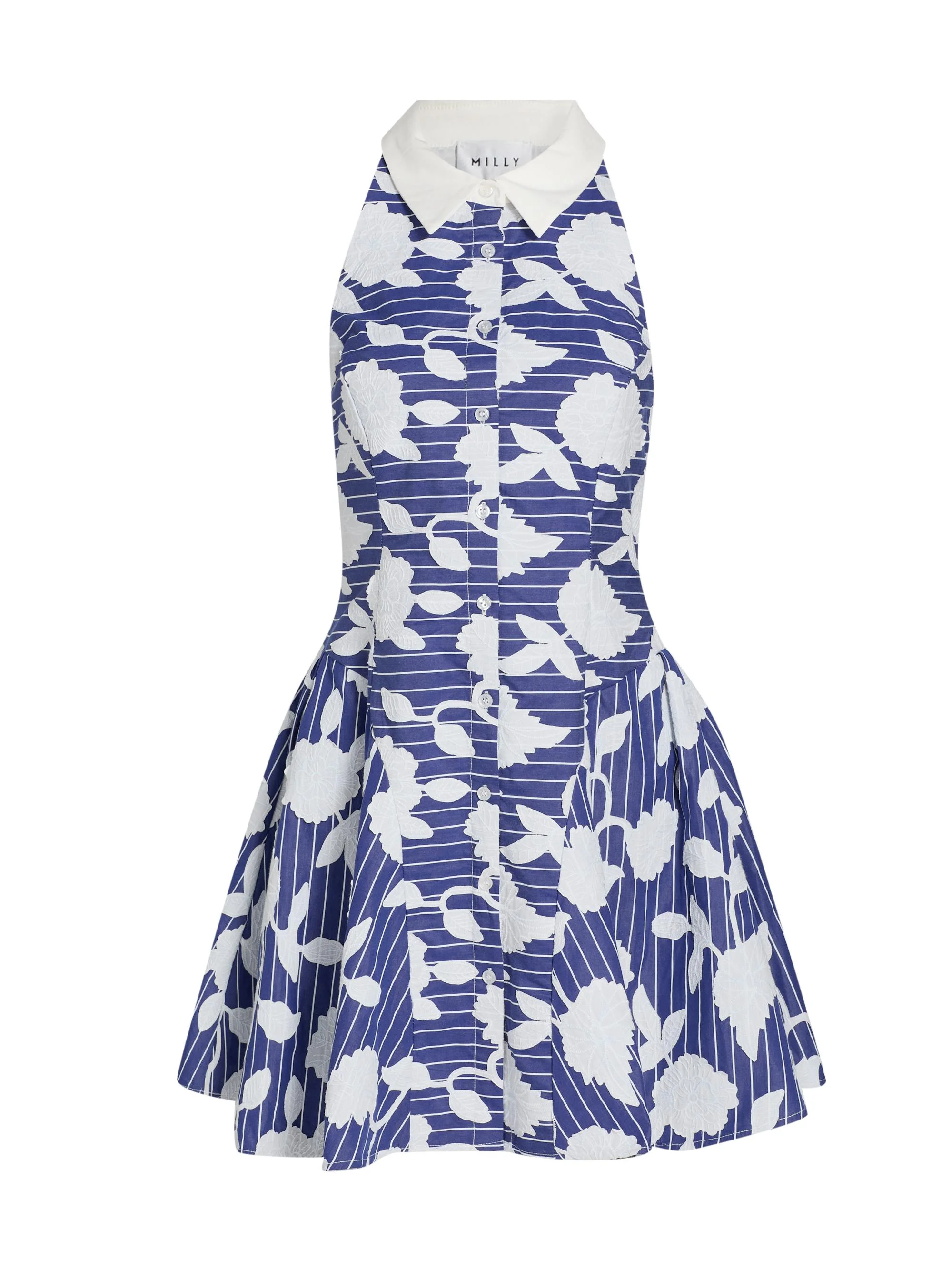 Women's Maxine Floral-Embroidered Minidress - Blue White - 1